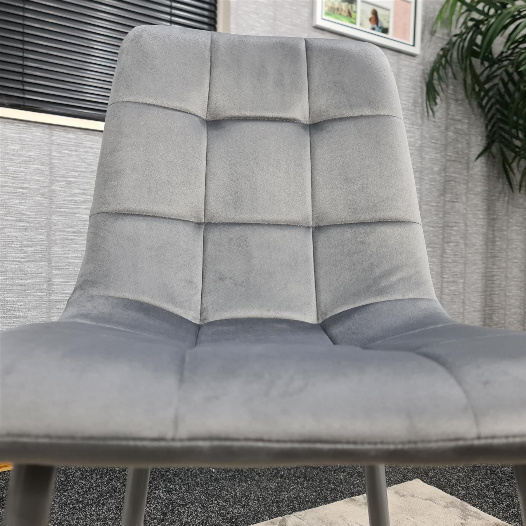 KOSY KOALA Dining Chairs Set of 2 Grey Velvet Kitchen Chairs