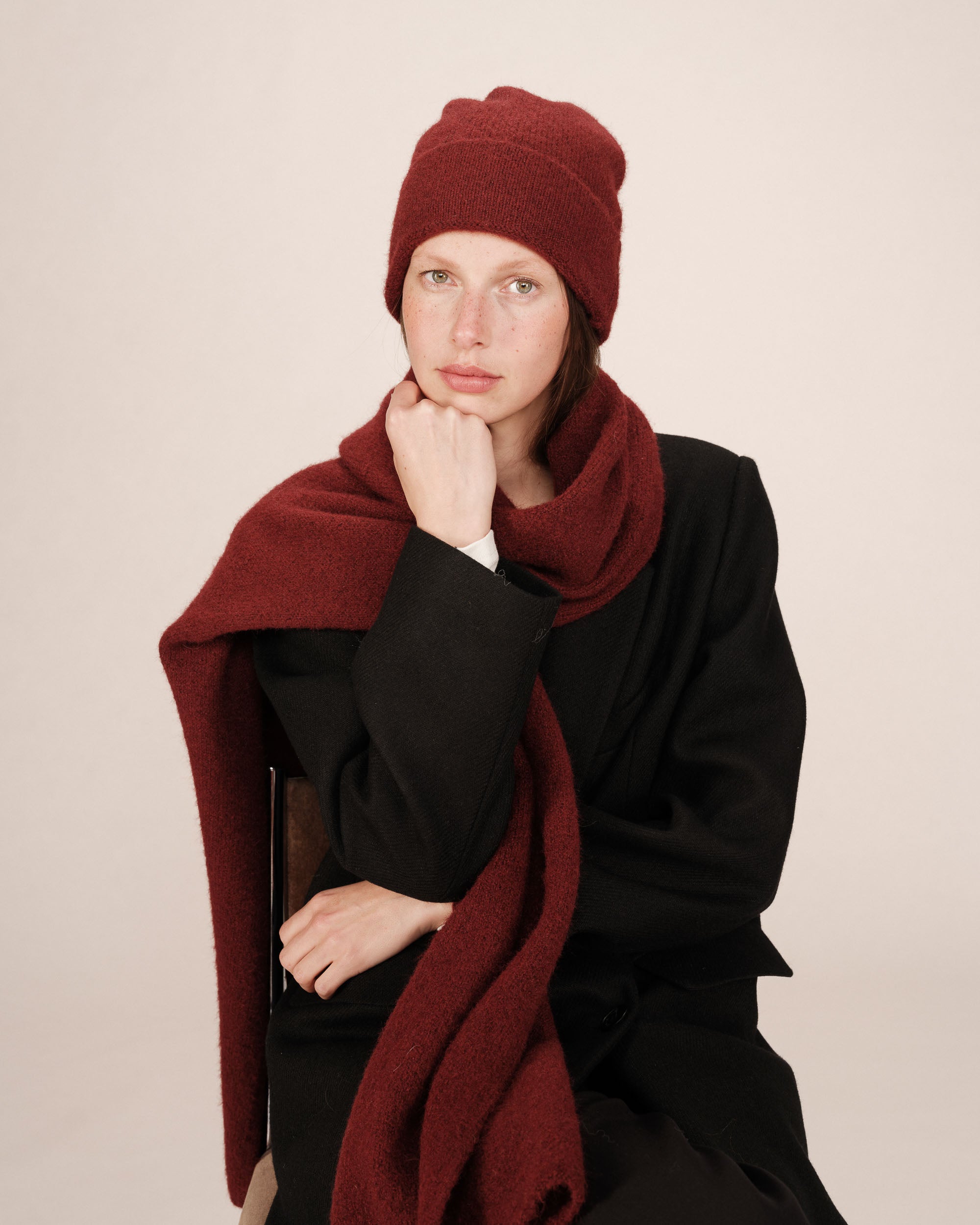 Bonnet en maille bordeaux Sanfrancisco