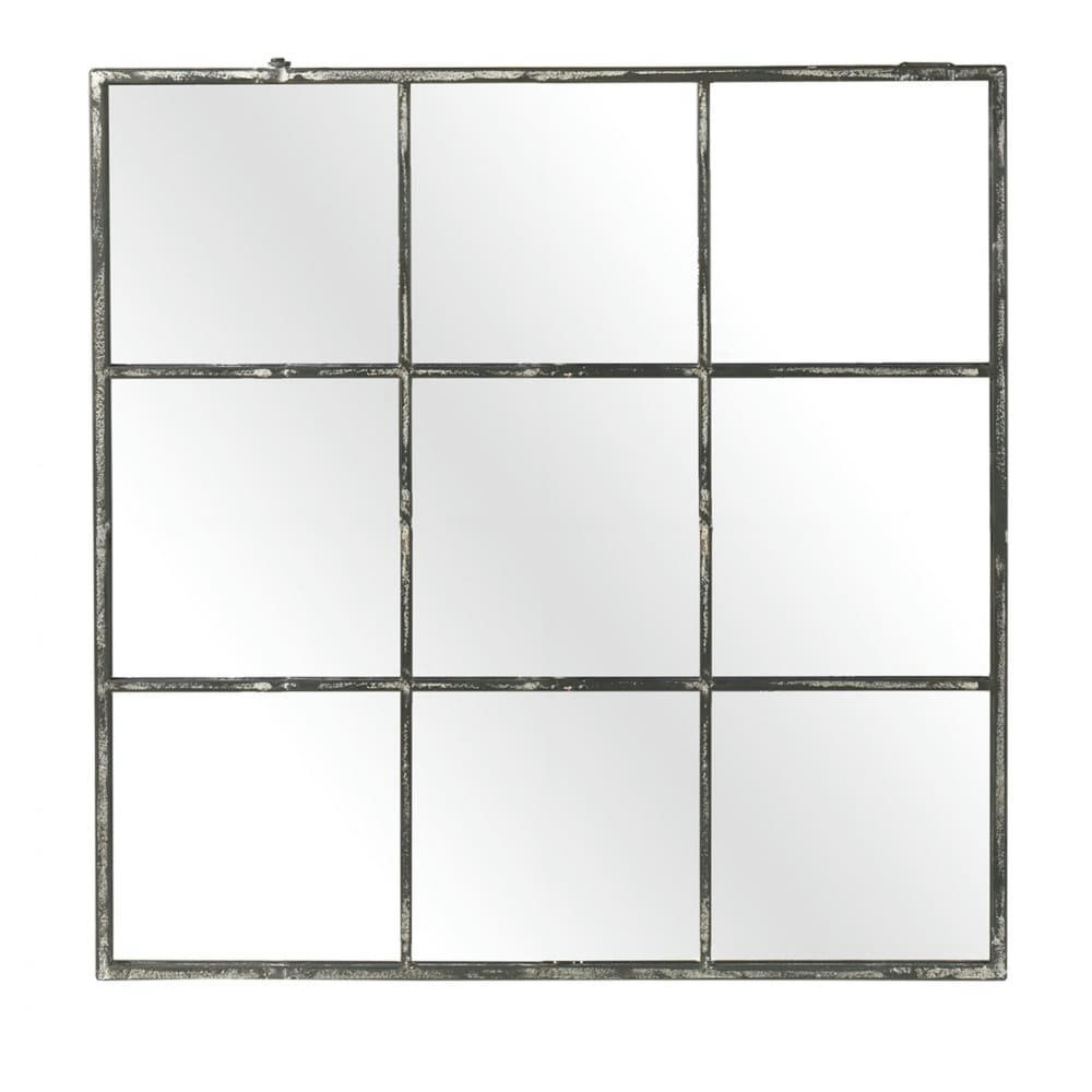 PALACE - Miroir verrière en métal oxydé 118x118cm