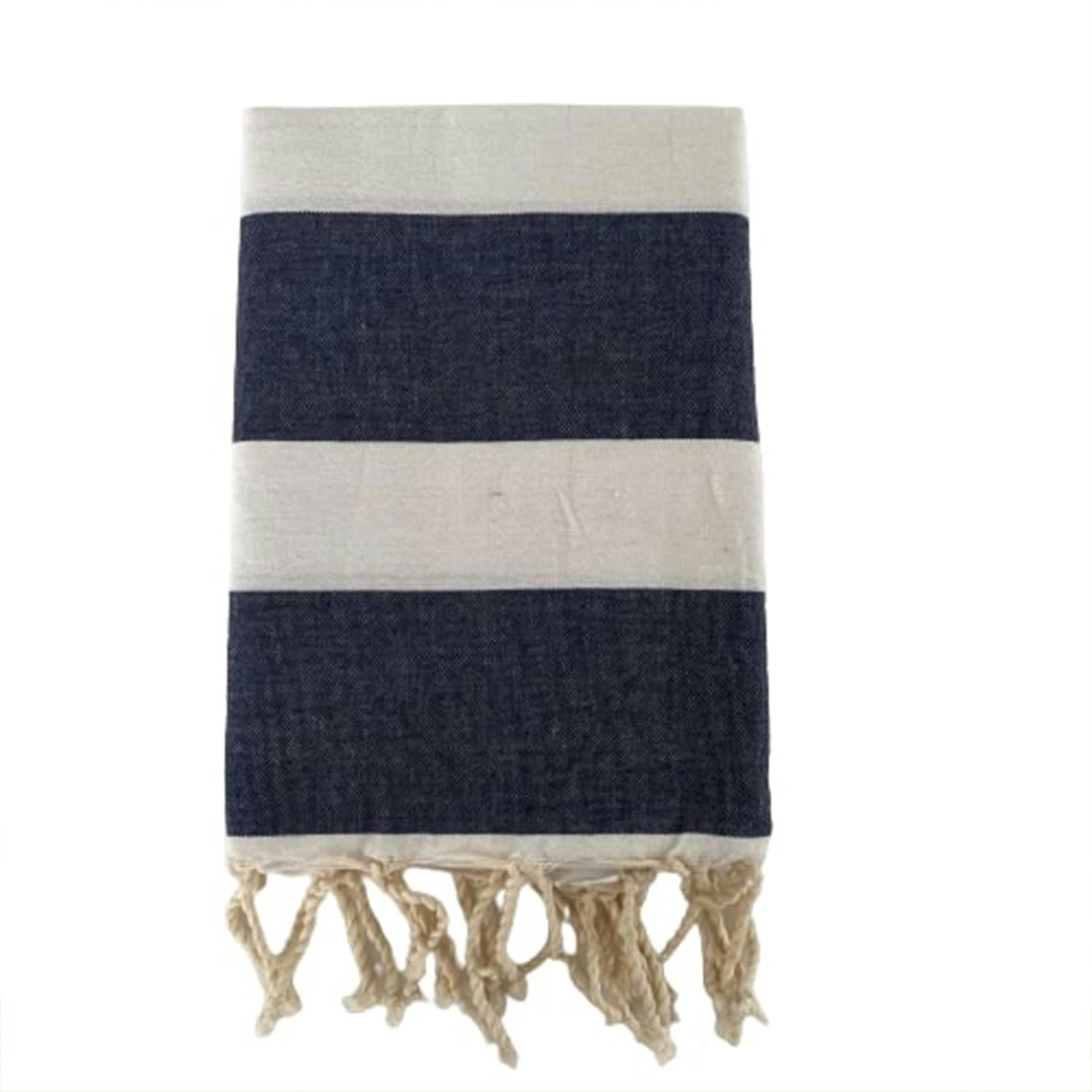100X200CM 190GM² - Fouta traditionnelle "Transat" Bleu marine 100x200