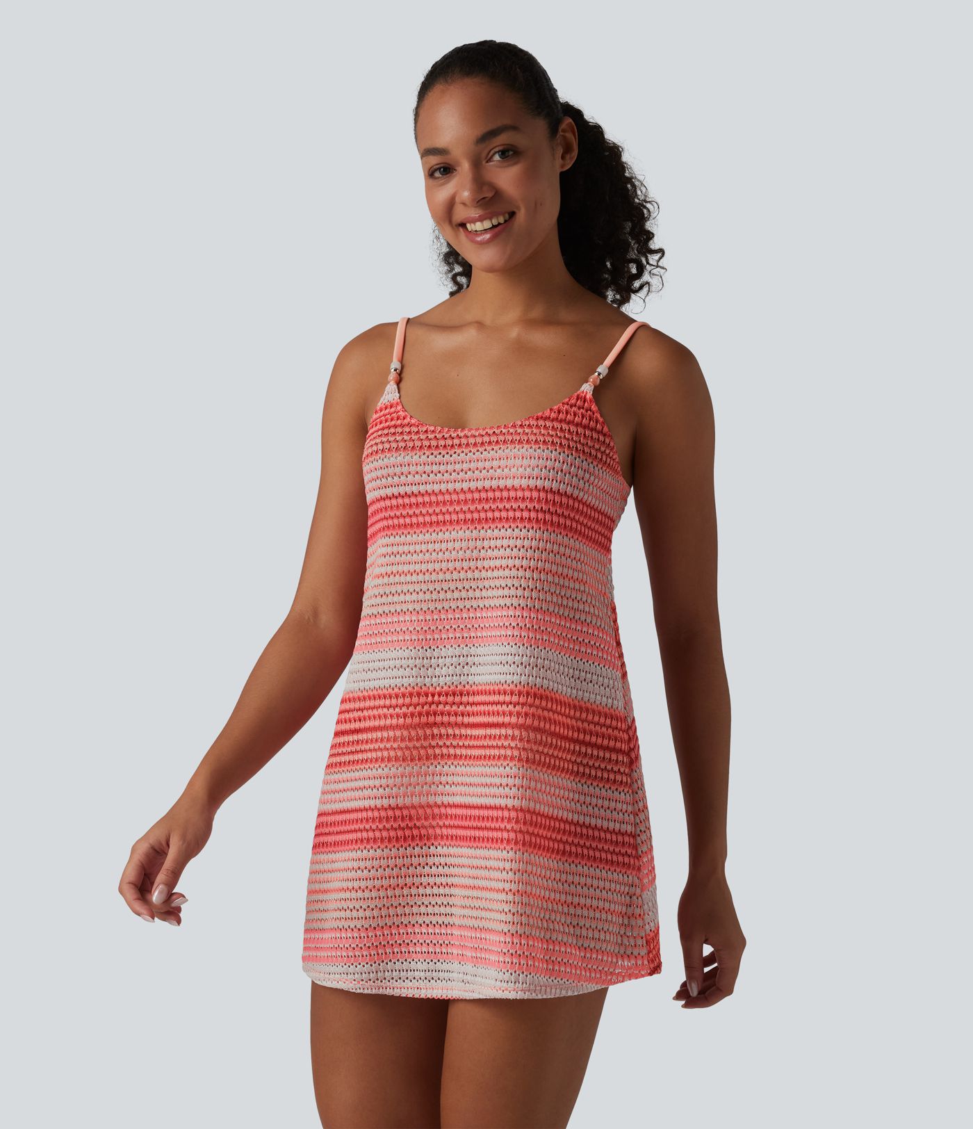 Robe de plage en maille crochet à bretelles réglables