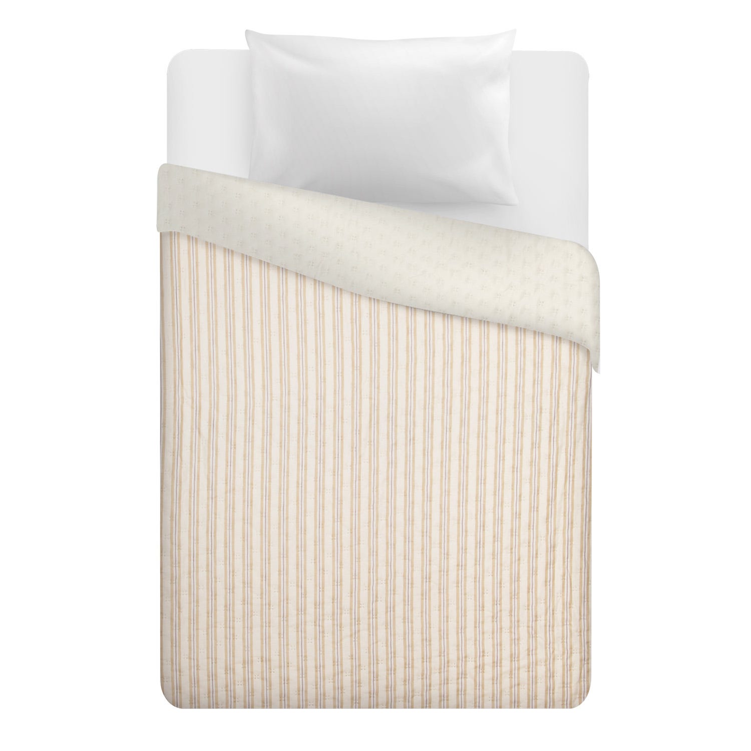 Trapuntino 1 piazza e mezza double face righe beige