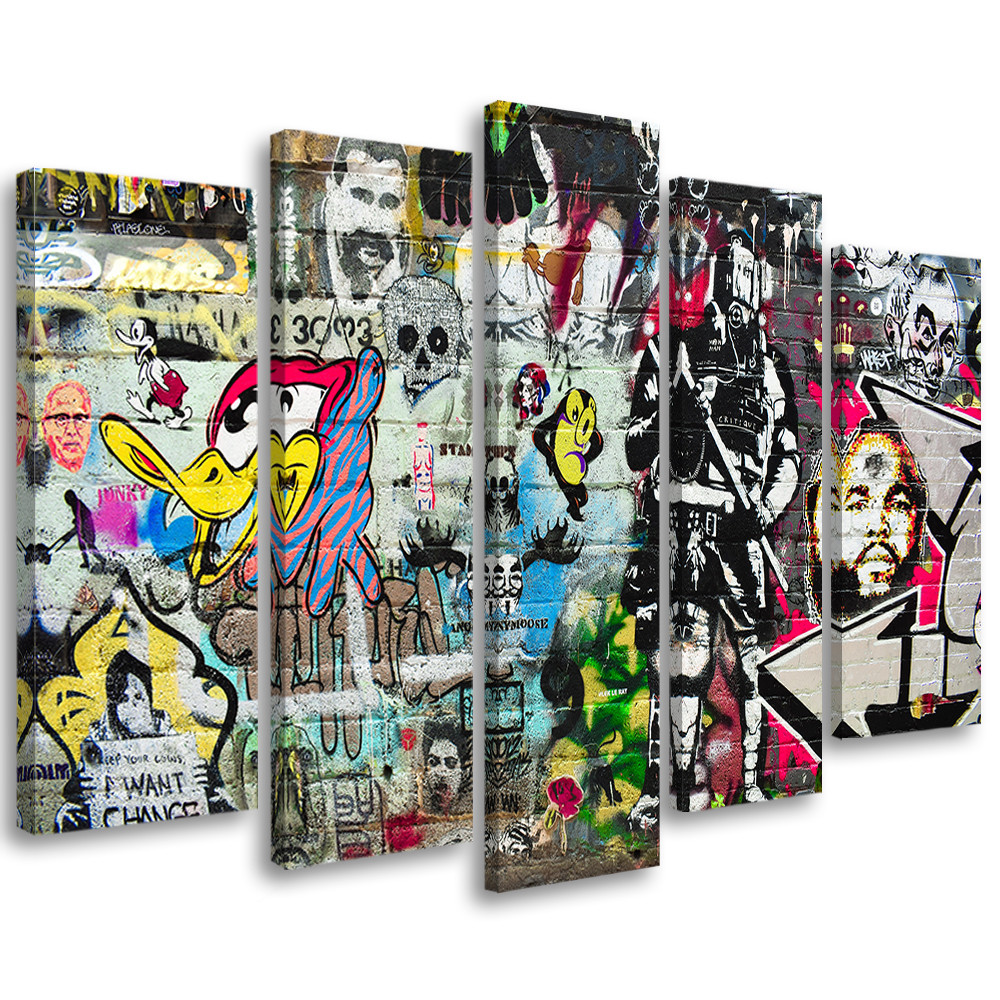 Feeby Obraz 5 częściowy na płótnie Graffiti Street Art