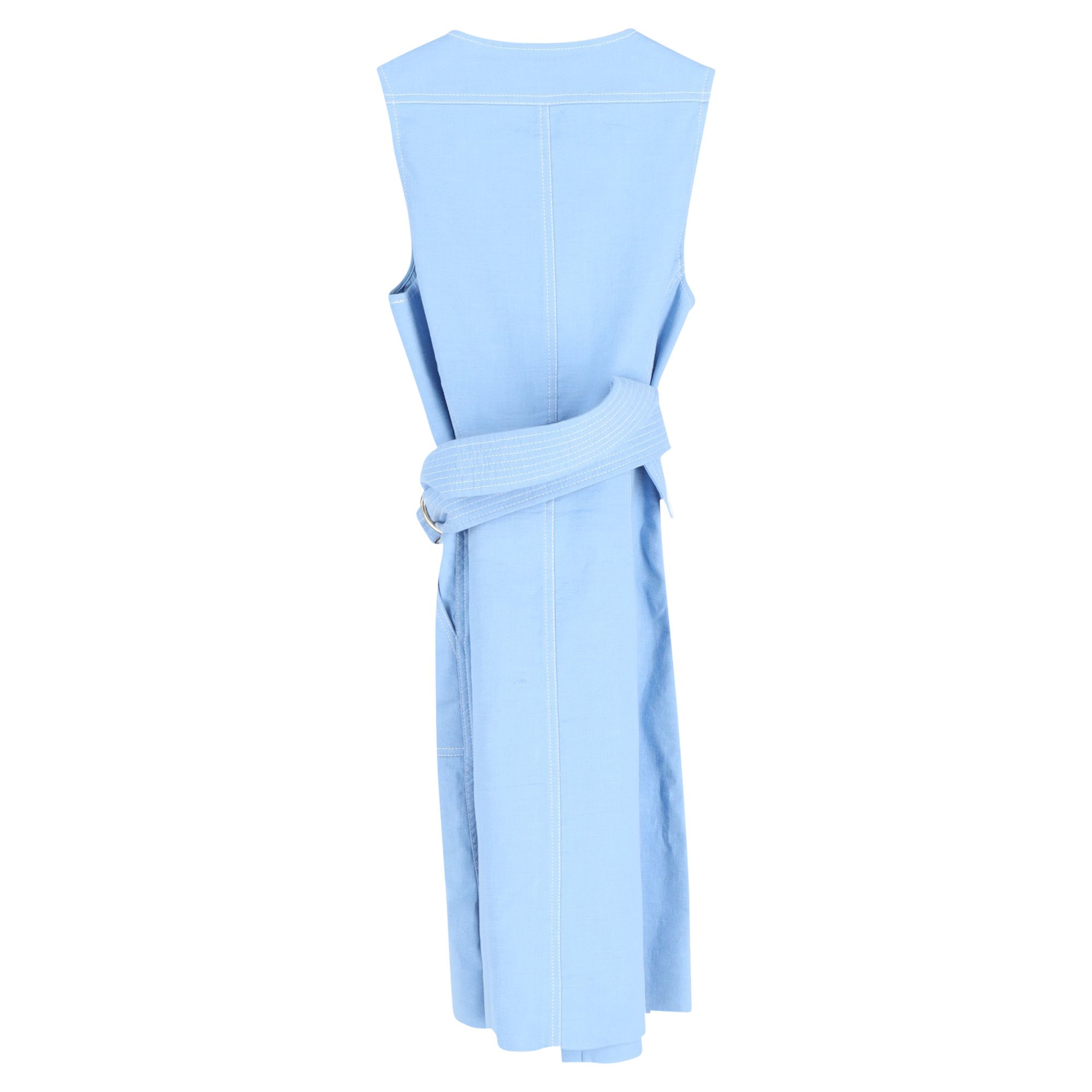 Diane Von Furstenberg Preloved Sleeveless Zip Front Dress in Light Blue Cotton
