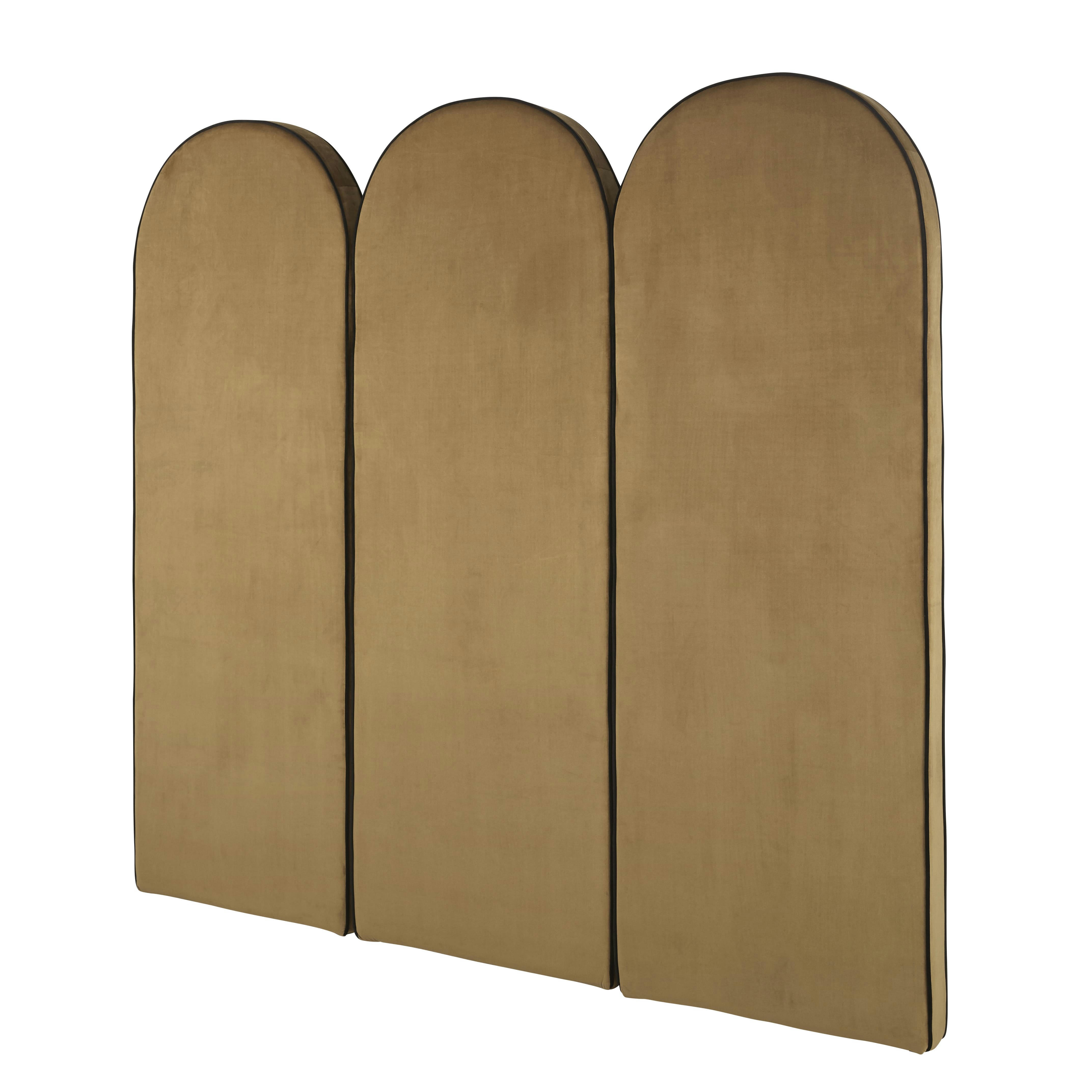 Hackney Business - Tête de lit modulable professionnelle en velours de polyester recyclé ocre 60x170