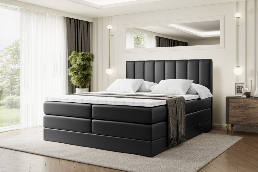 Łóżko kontynentalne z pojemnikiem i materacem H3|H4 OTTA KING 120x200 cm