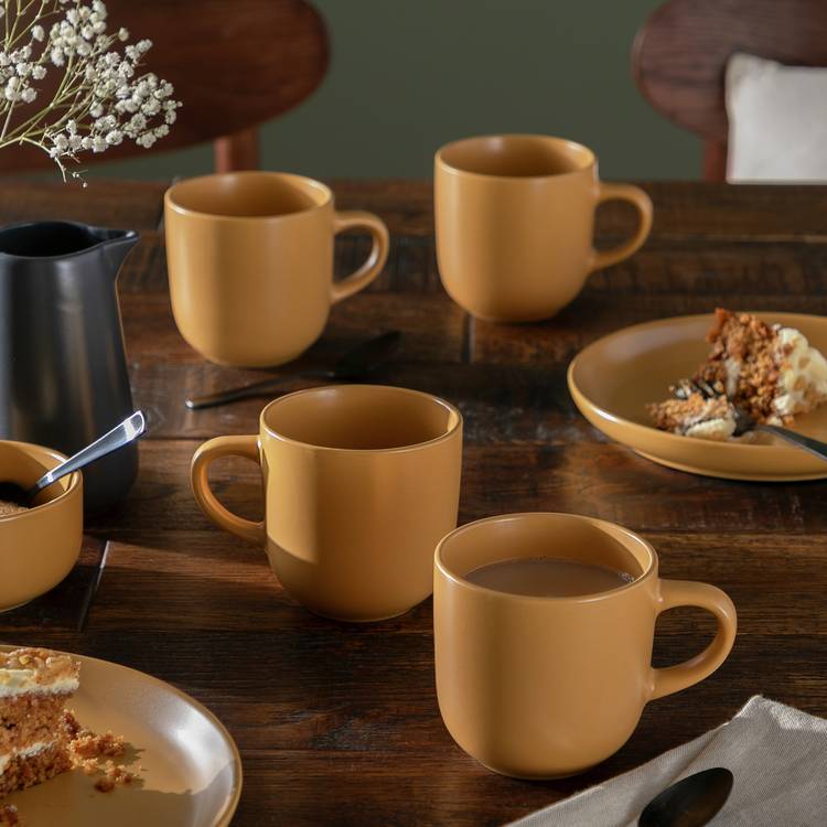 Habitat Matte Glaze Set of 4 Stoneware Mugs - Mustard