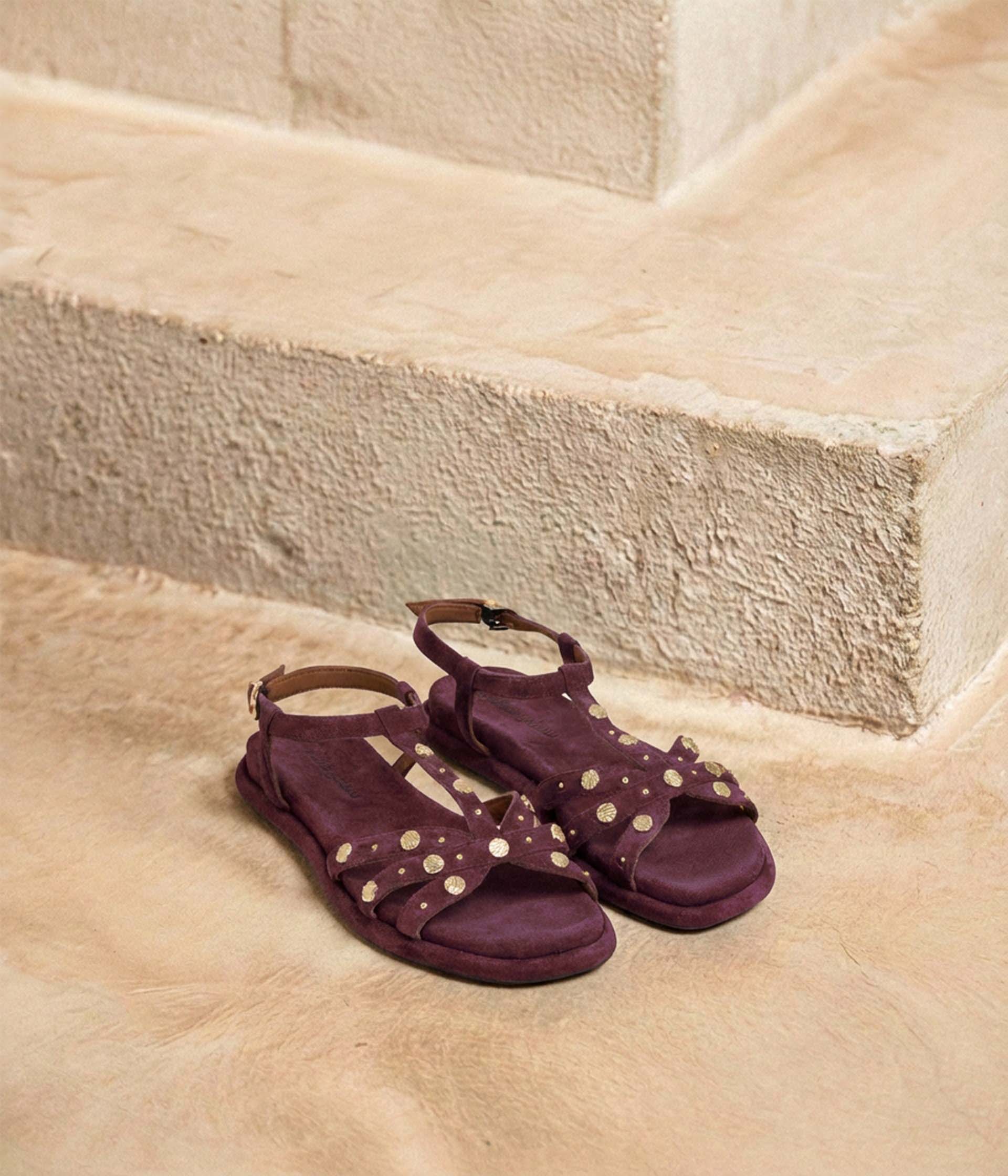 Sandales velours prune Seville