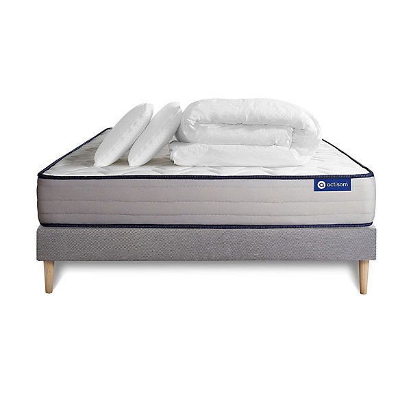 Pack sommier kit matelasMémoire de forme avec couette et oreillers