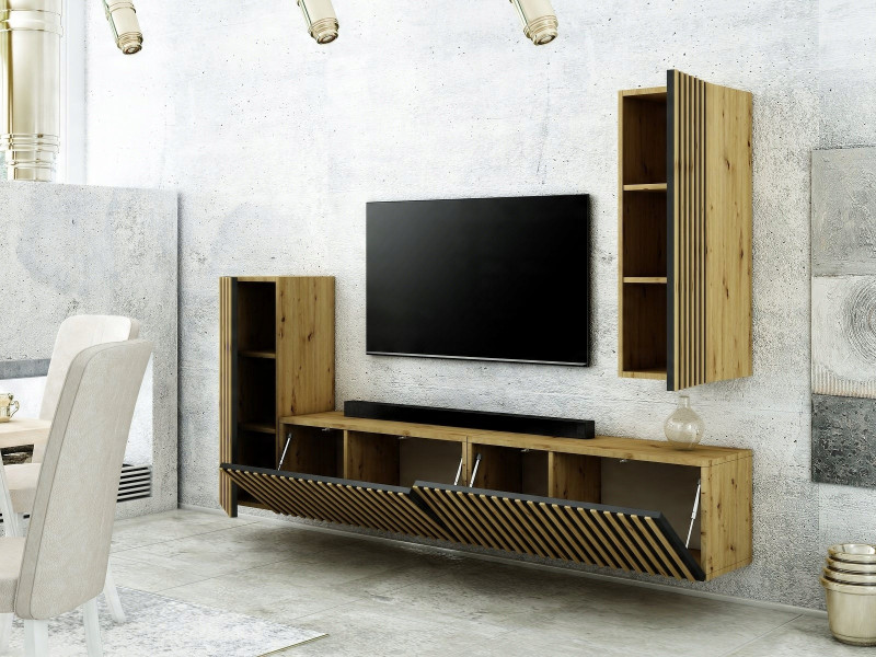 Mebloscianka Loft Z Lamelami Zestaw Trend-7 Dab Artisan