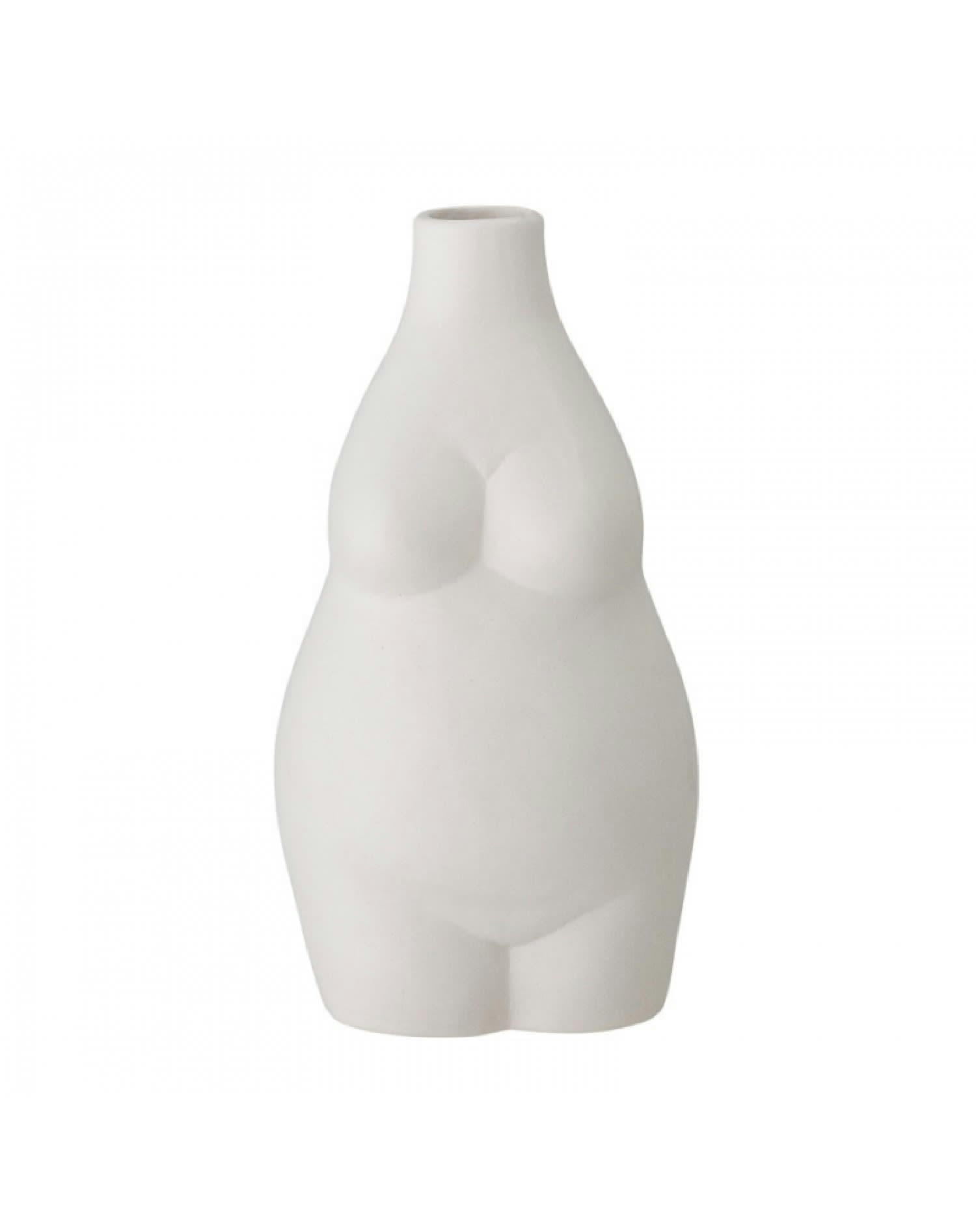 EXPRESSION - Vase Louka en grès céramique blanc H18 cm
