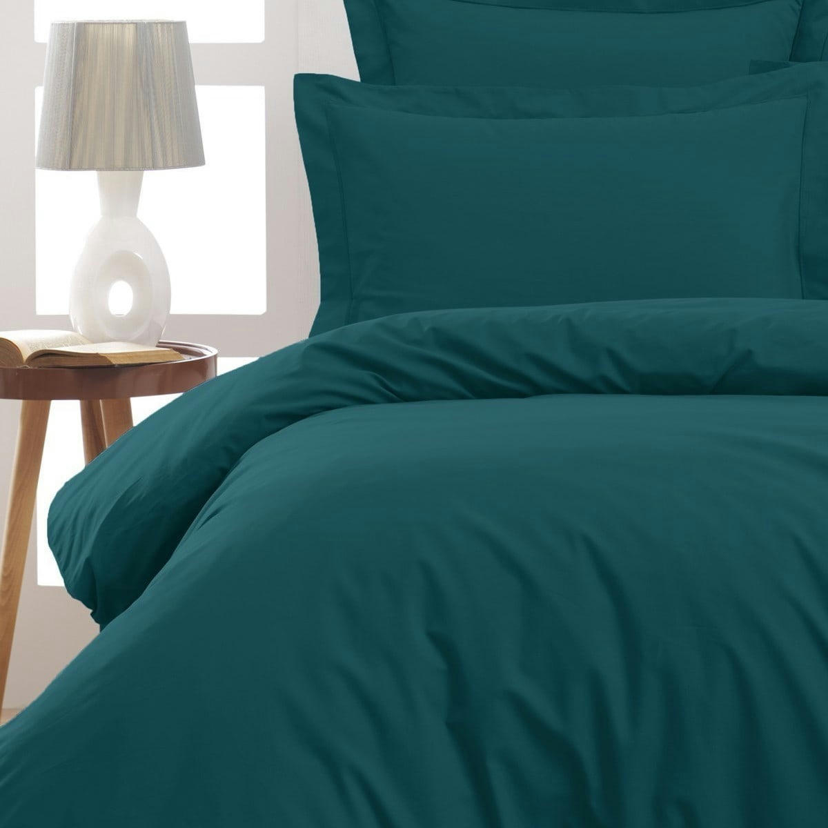 SOFT PERCALE - Drap plat en percale de coton  petrol 180x290 cm