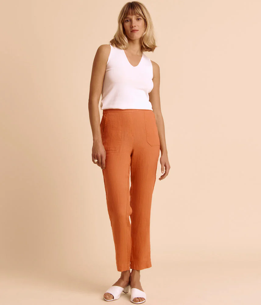 Pantalon fluide en lin lavé PRALIN85/85271/079
