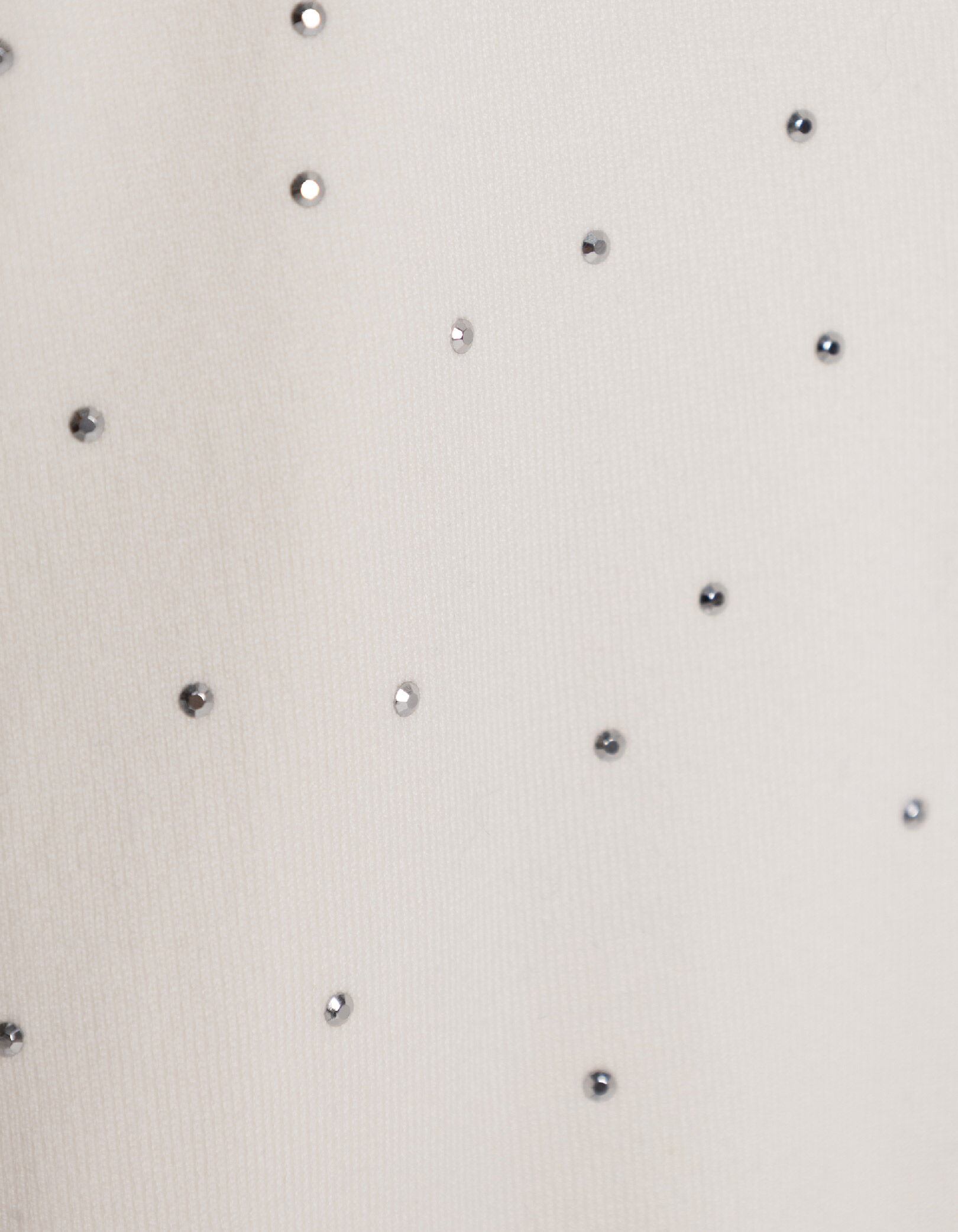 Pull col V blanc tricot décor clous Femme