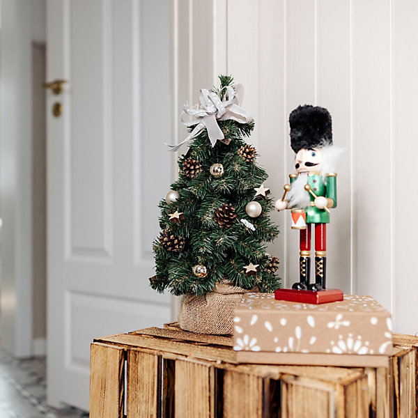Creative Home Mini Sapin de Noël Artificiel Taupe 40 cm - Décoration Noël pour Petit Bureau, Salon et Table - Sapin Artificiel