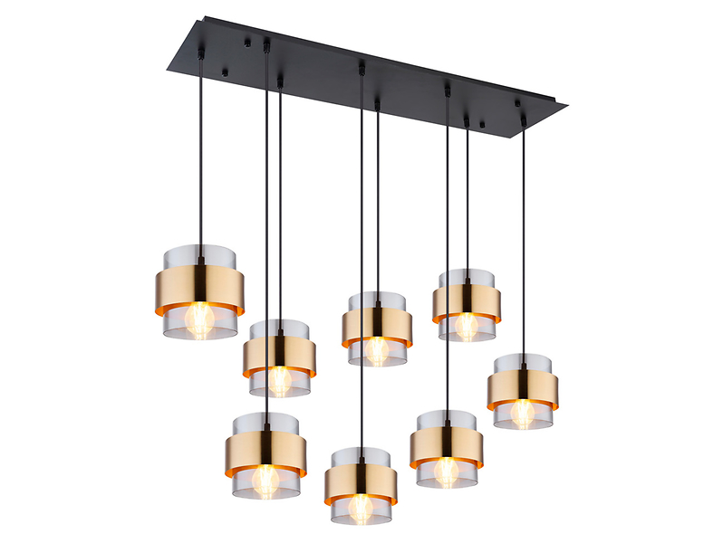 Lampa wisząca Milley 8-punktowa szklana transparentna