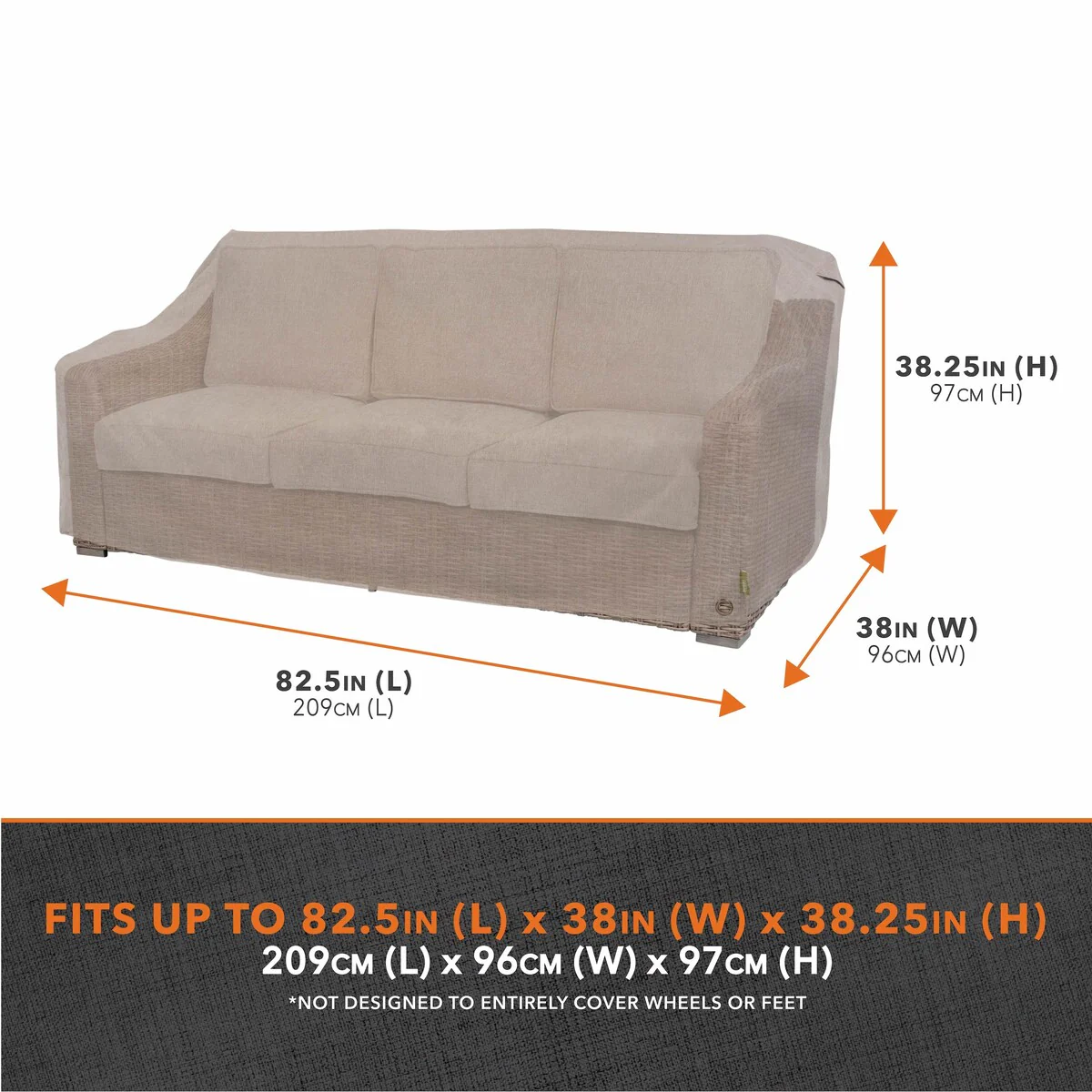 Modern Leisure® Garrison Patio Loveseat Cover, Waterproof, 82.5L x 38W x 38.25H, Sandstone