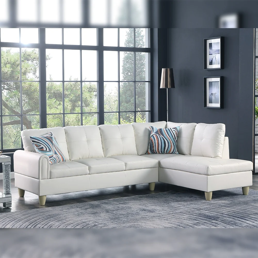 Star Home Living Leather white 2 pieces sofa set left facing