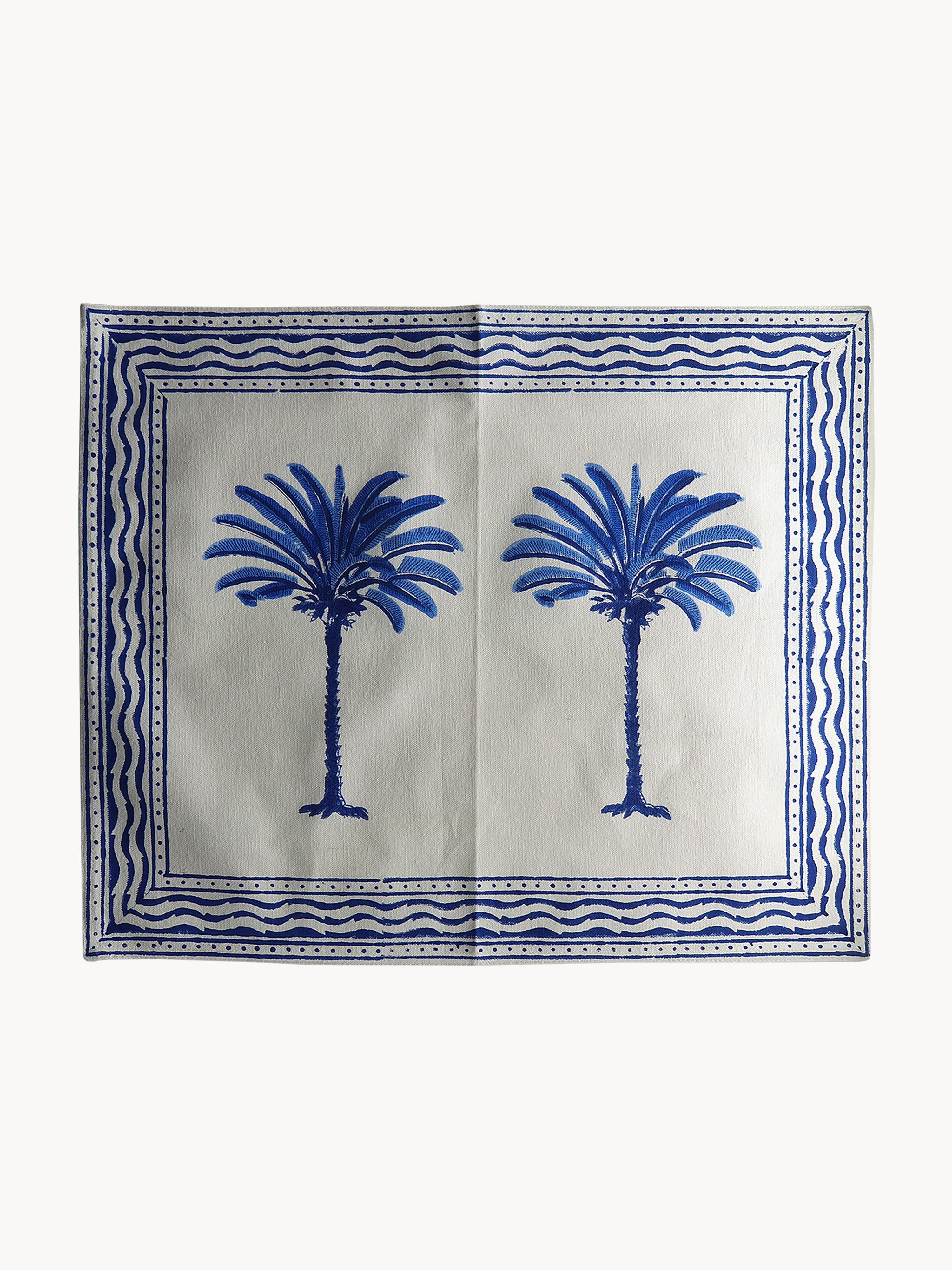 Handbedruckte Baumwoll-Tischsets The Palms, 4er-Set
