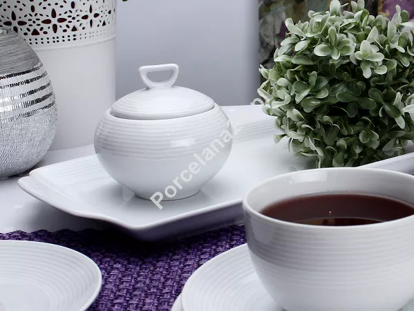 Garnitur do herbaty na 12 osób (41el) Chodzież - Yvette (Yvonne) E755 BIAŁA LINEA td17