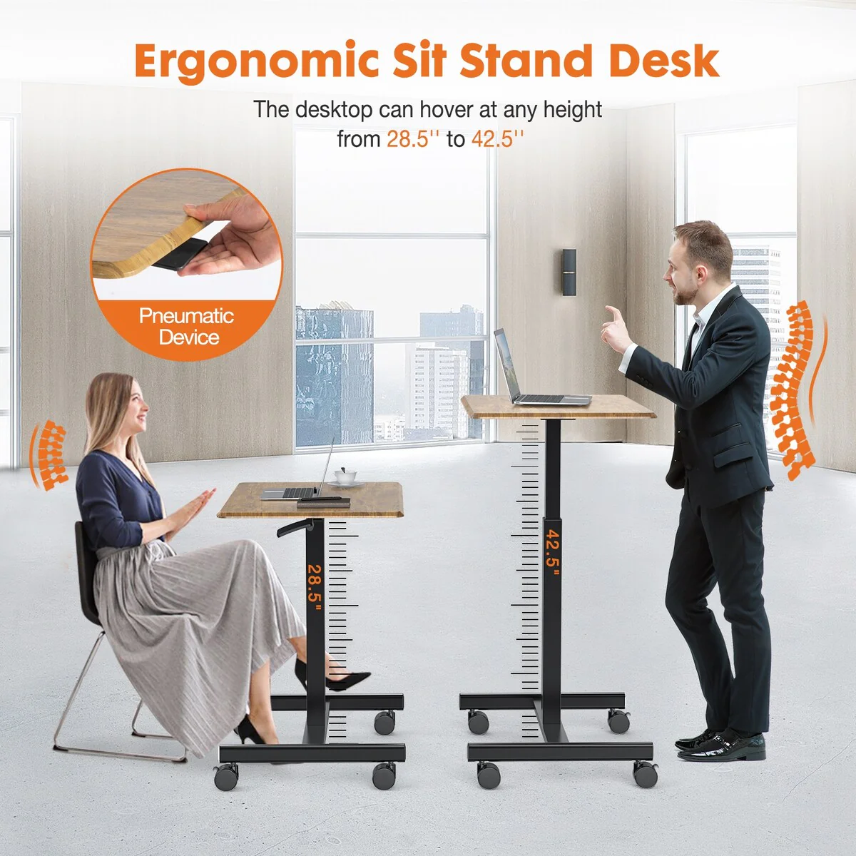 Small Mobile Rolling Standing Desk Rolling Desk Laptop Computer Cart for Home