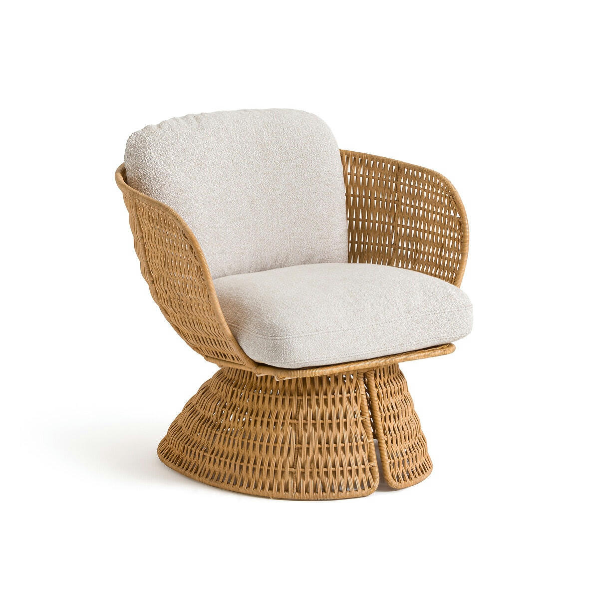 Fauteuil en rotin et coussins en coton, Liam