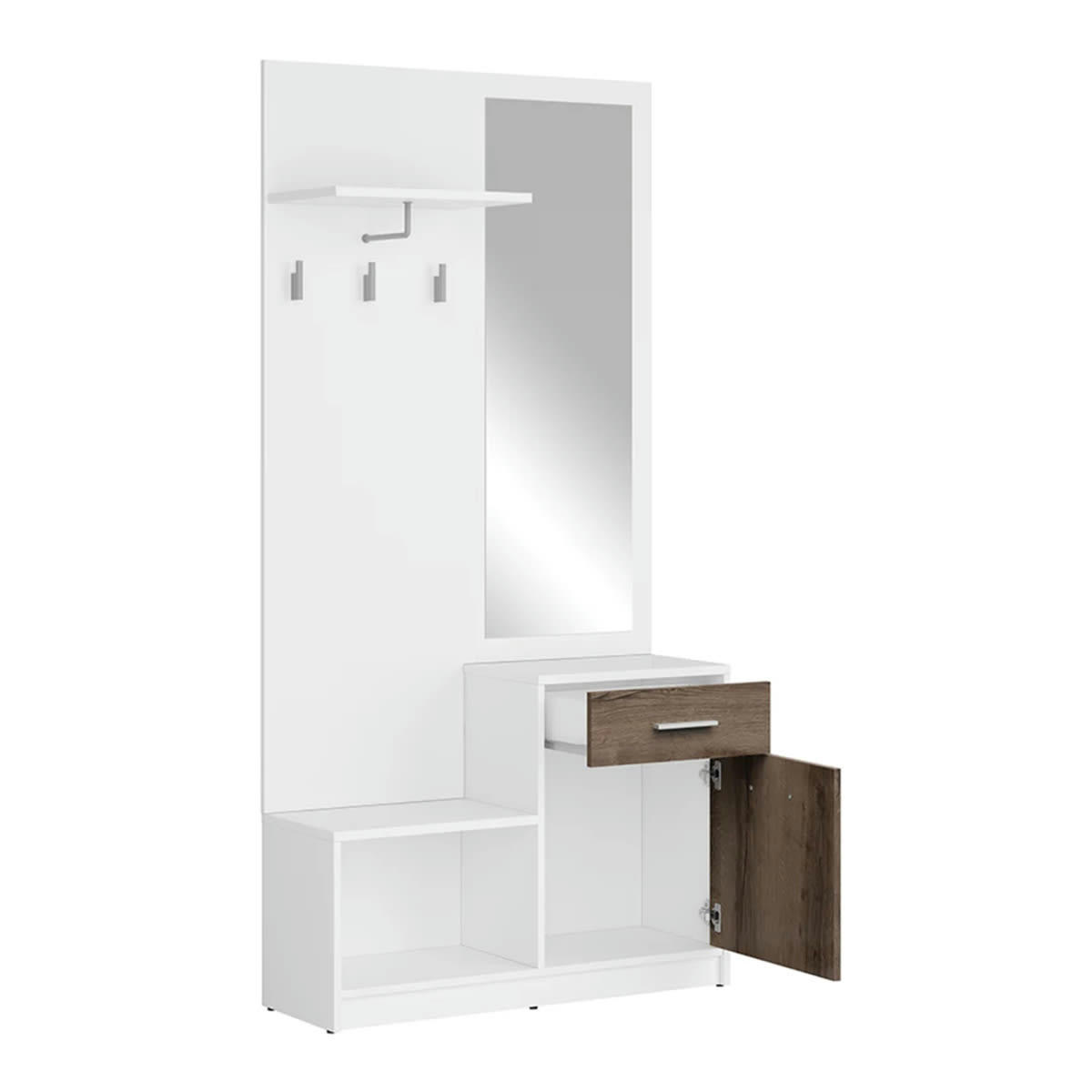 - Meuble entrée stratifiés naturel foncé et blanc