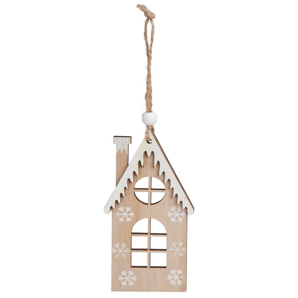 Décoration de No&euml;l chalet en bois à suspendre H11,5cm