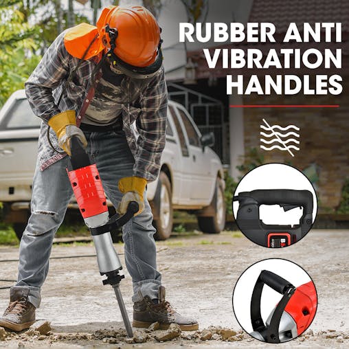 NNEMB 2400W Pro-Grade Electric Demolition Jackhammer-with 3 Bonus Chisels-Carry Case
