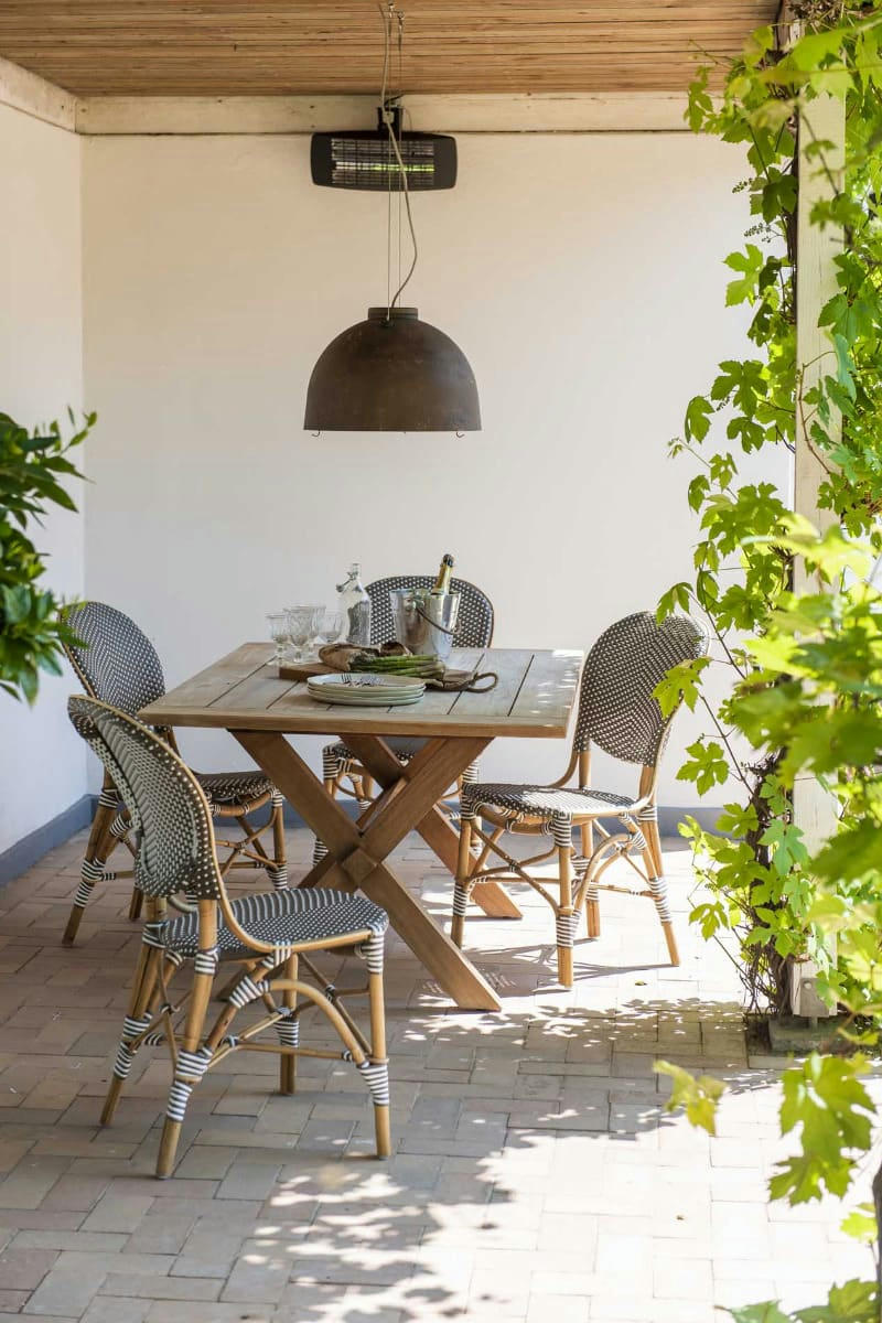 ISABELLE - Chaise repas en rotin et fibre synthétique cappuccino