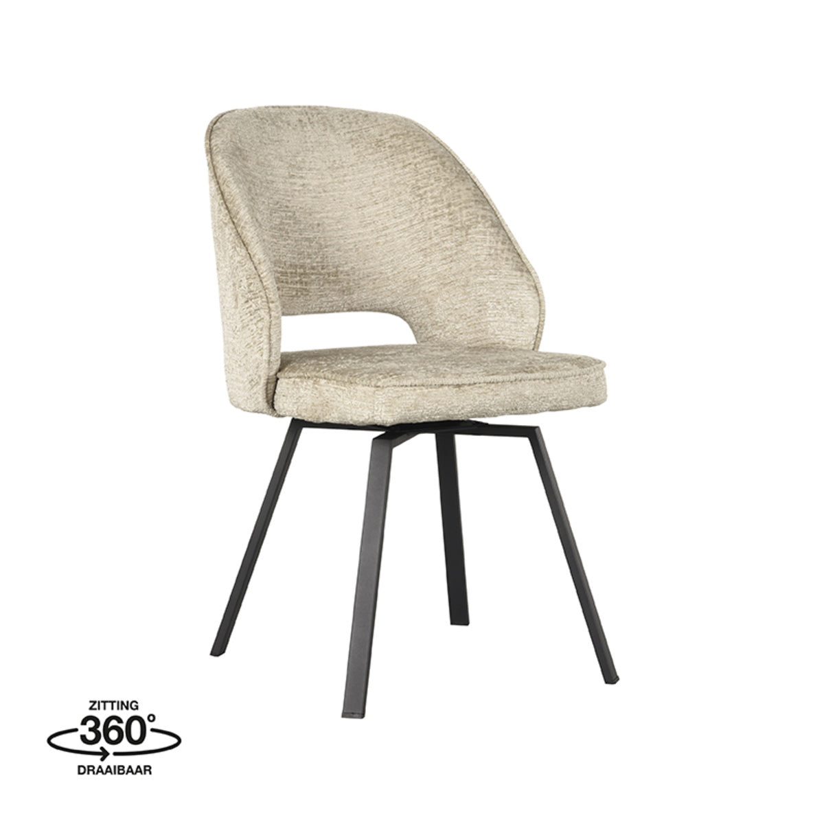 LABEL51 Eetkamerstoel Lewis - Beige - Zithoogte 47cm - Set van 2