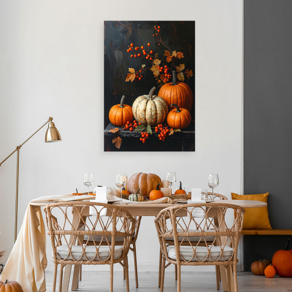 Obraz do kuchni jadalni, Jesienna kompozycja z dyniami dekoracja 20x30
