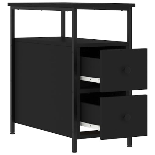 NNEVL Bedside Cabinets 2 pcs Black 30x60x60 cm Engineered Wood