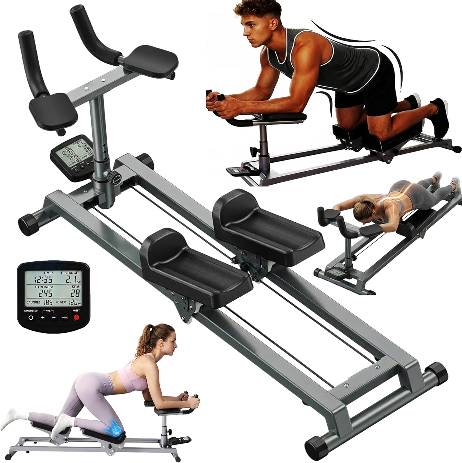 Spine Twist & Stretch Trainer Home Gym Exercise Machine Crawling Training Machine, Spine Twist And Stretch Trainer Ab Machine 5 Adjustable Height Digital Display 400Lbs Capacity for Lower Back
