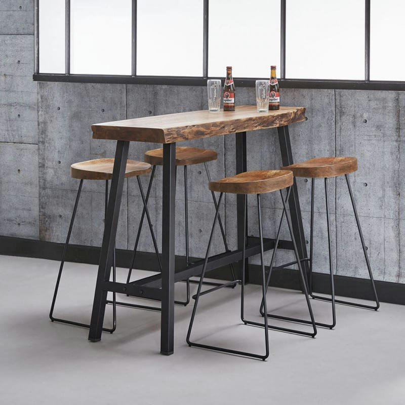 MELISSA - Lot de 4 Tabourets vintage en bois massif