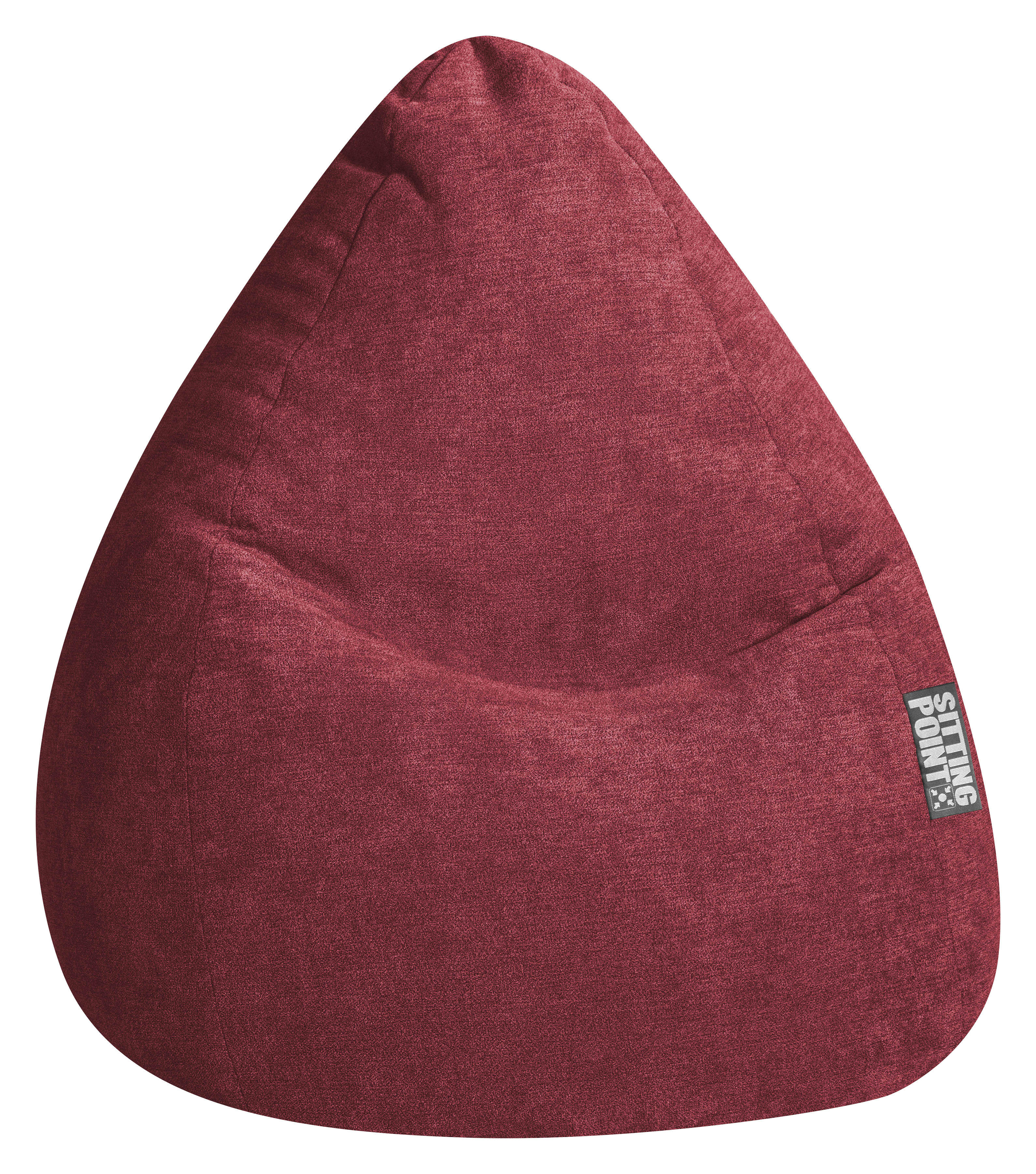 SITTING POINT - Pouf poire XXL d'intérieur velours ras rouge 80x130