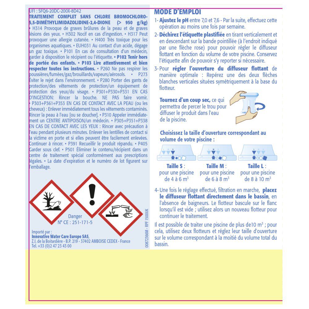 Traitement flottant complet sans chlore pour piscine 4 à 10m3