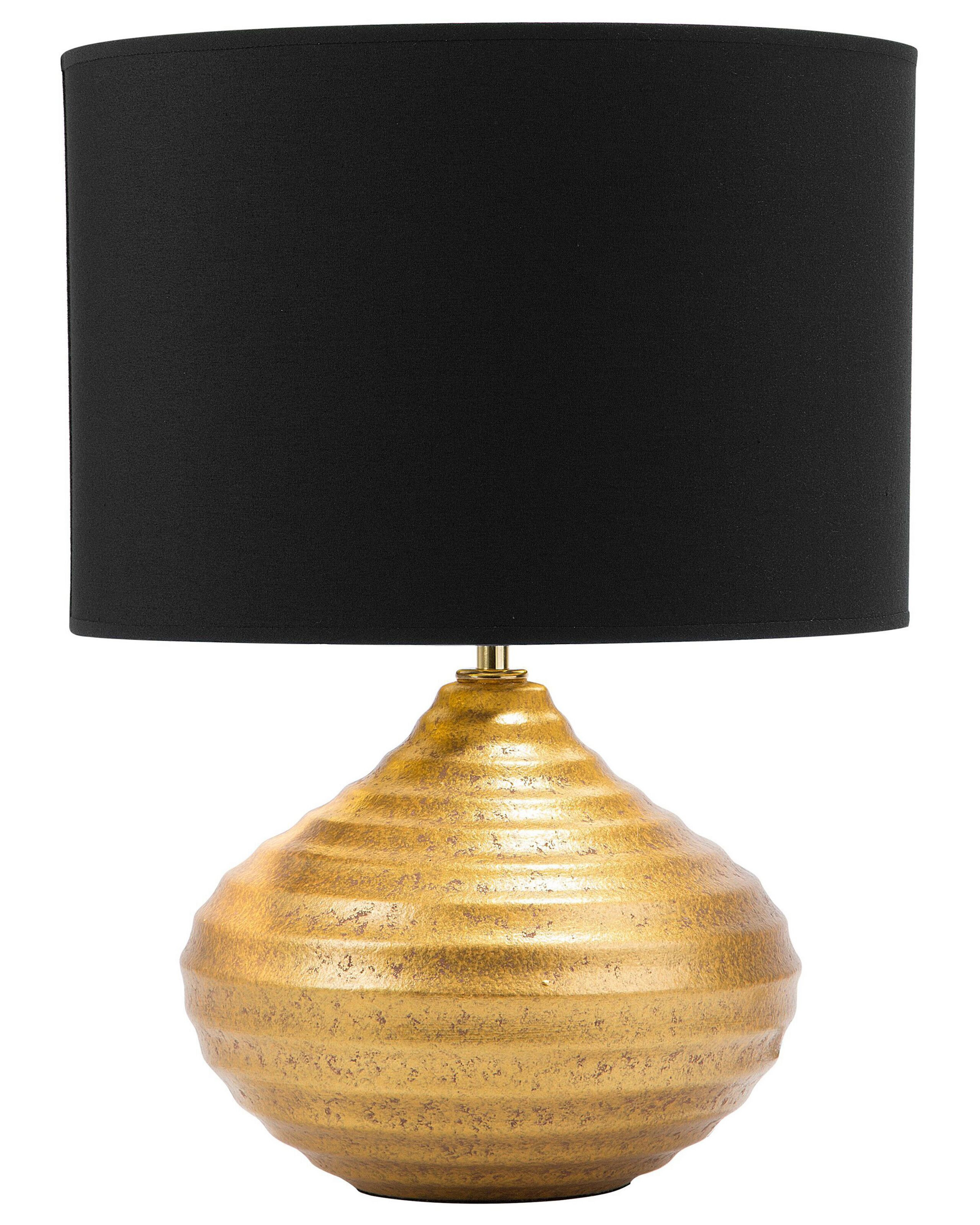 Lampka nocna stołowa ceramiczna złota