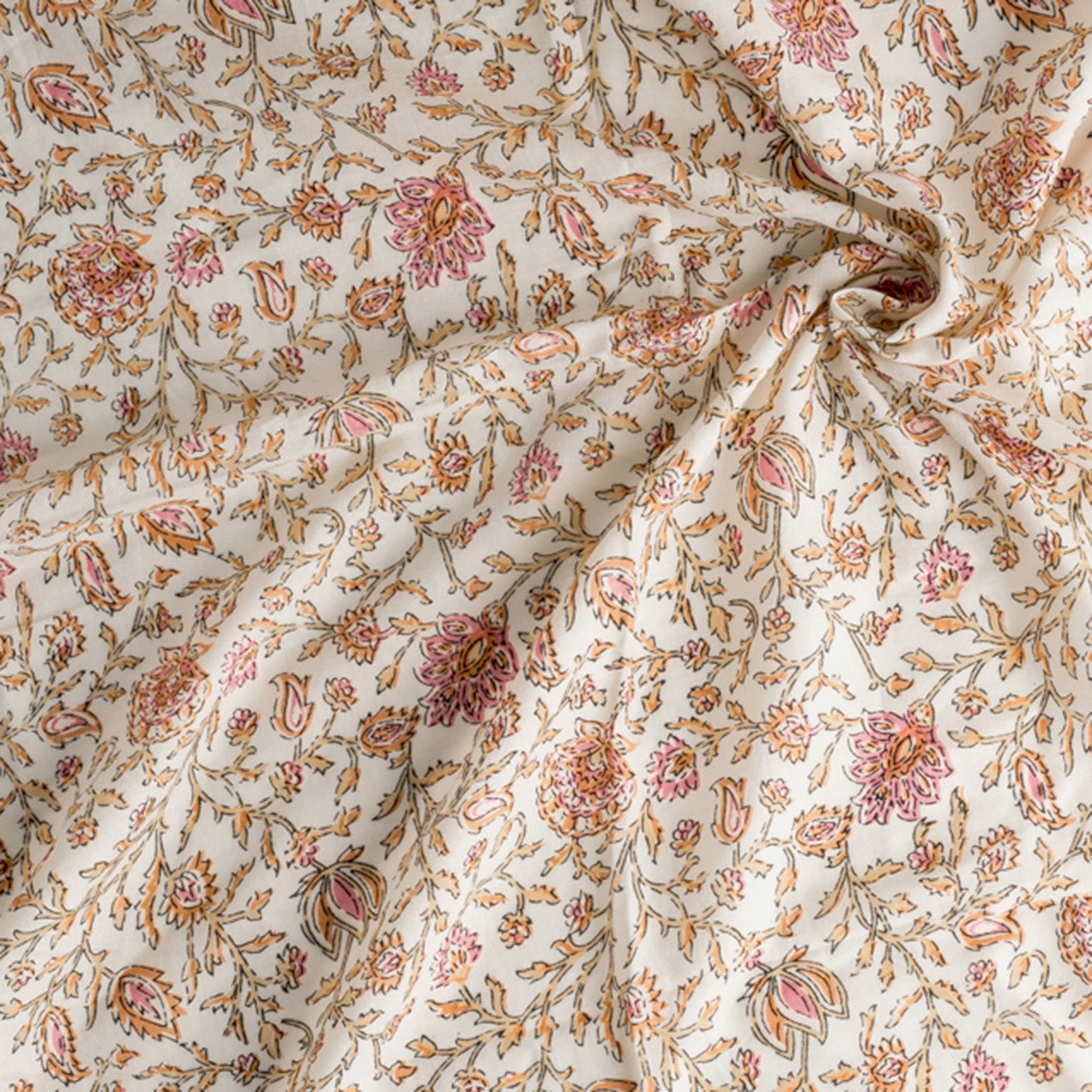 Foulard écru imprimé floral
