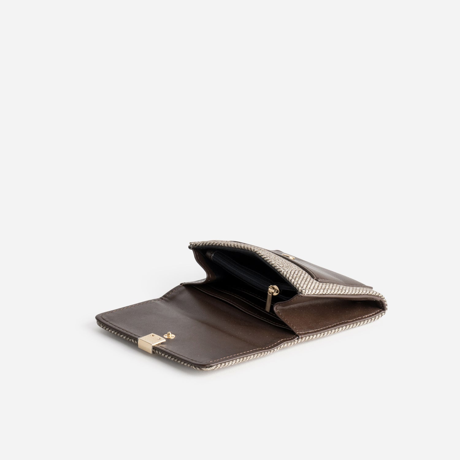 Porte-monnaie marron motif chevrons