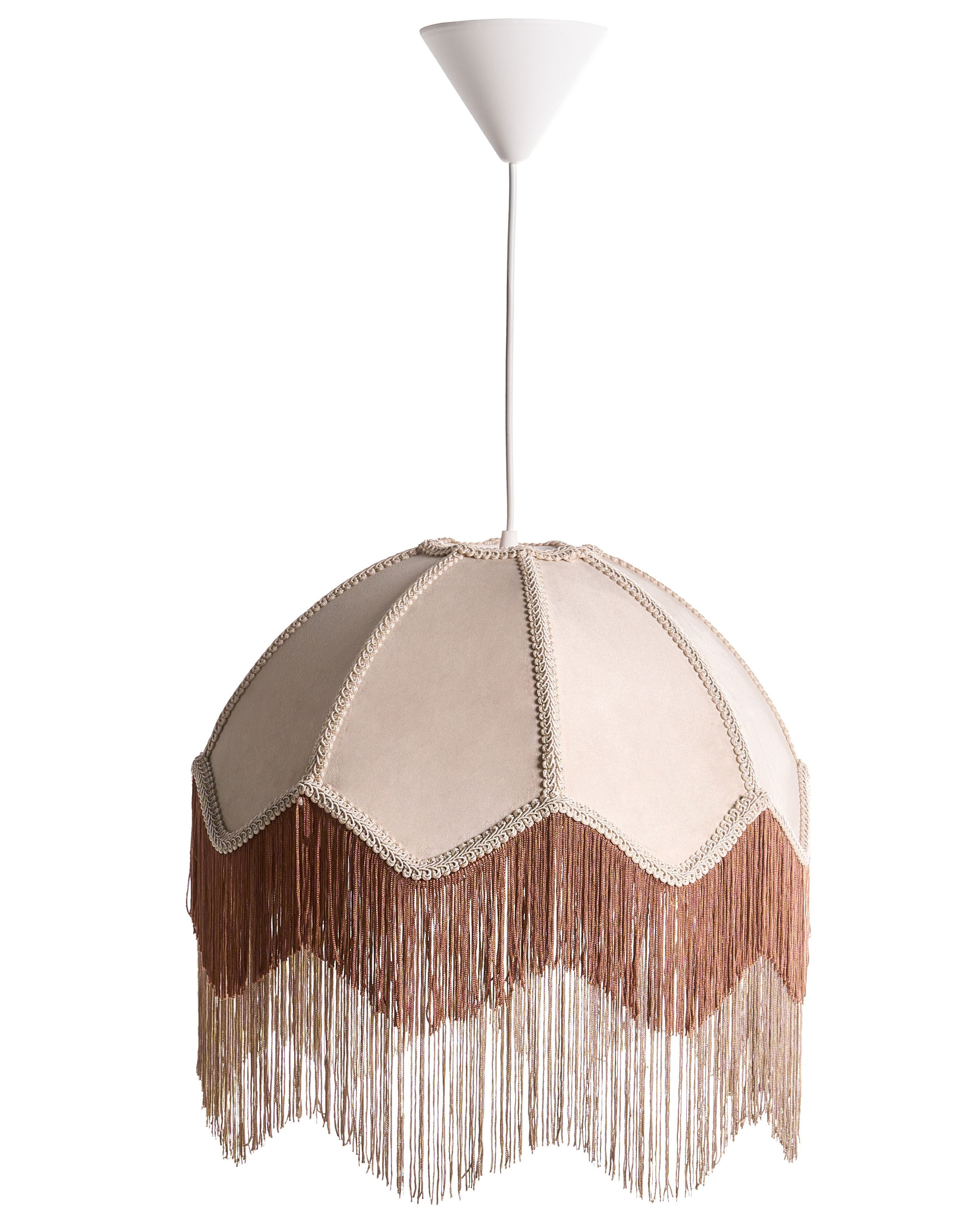 Lampa wisząca materiałowa z frędzlami beżowa
