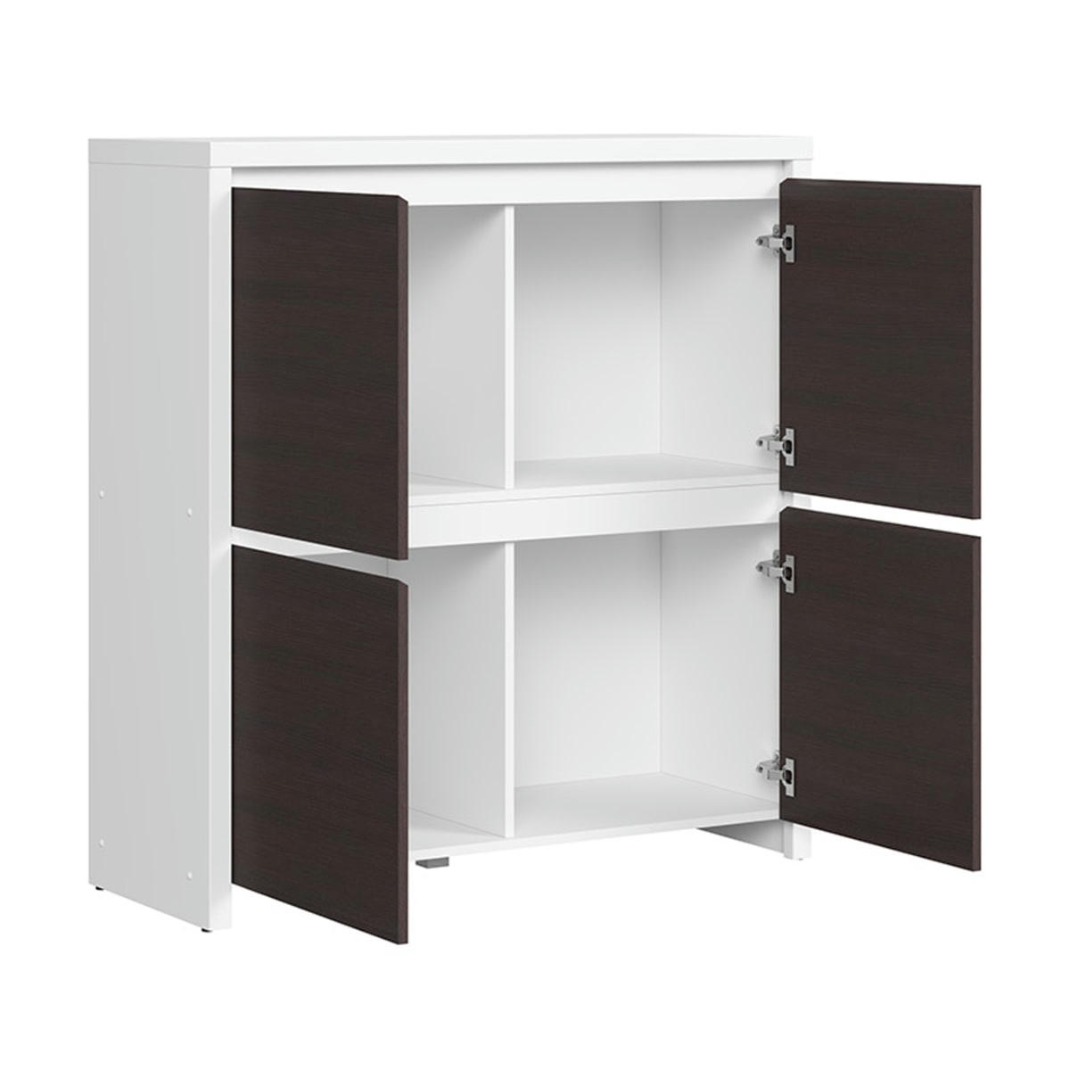 - Buffet 4 portes panneaux agglomérés blanc et naturel foncé