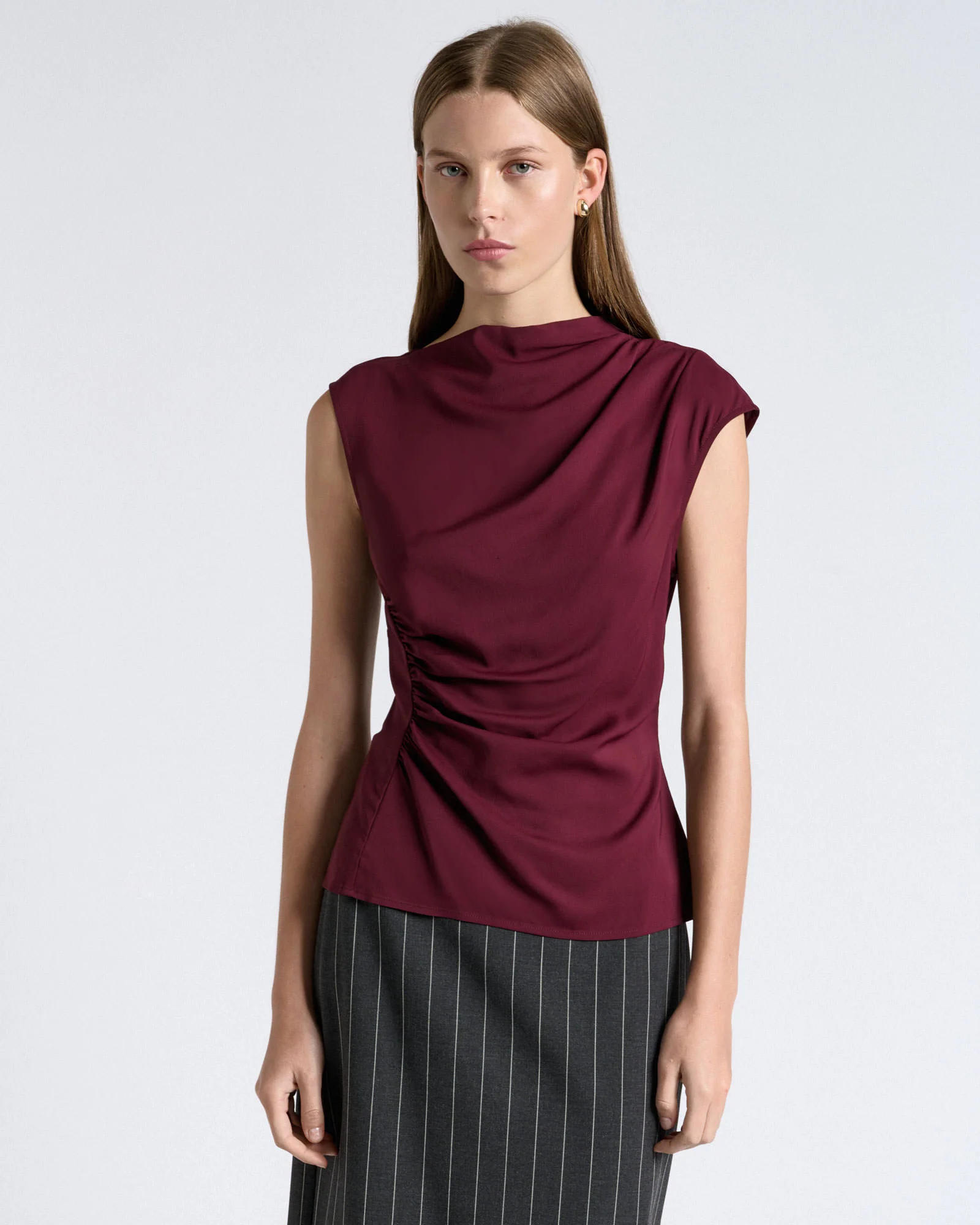 Stretch Viscose Gathered Top
