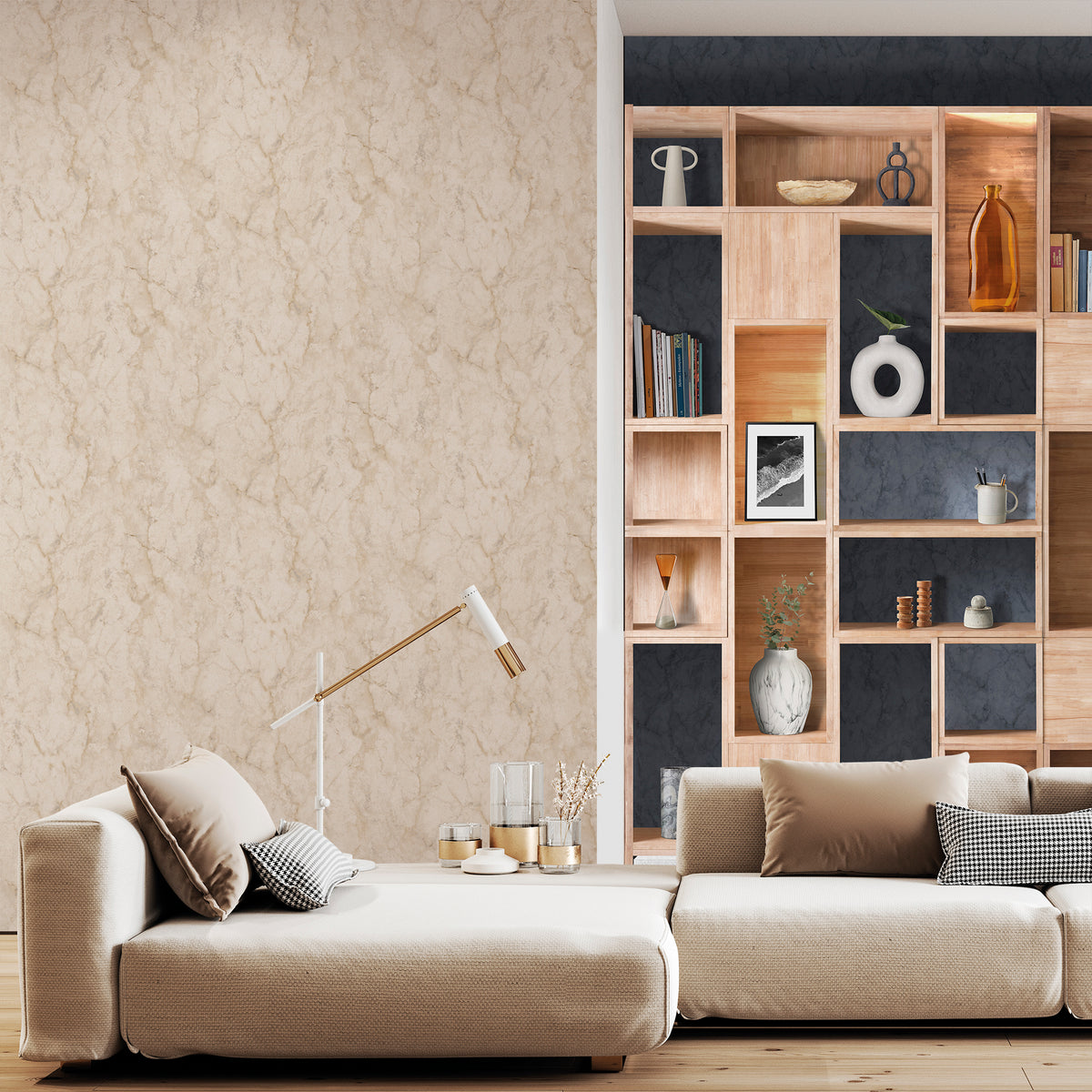 Sanders & Sanders behang marmer zand beige - 53 cm x 10 m - 640083