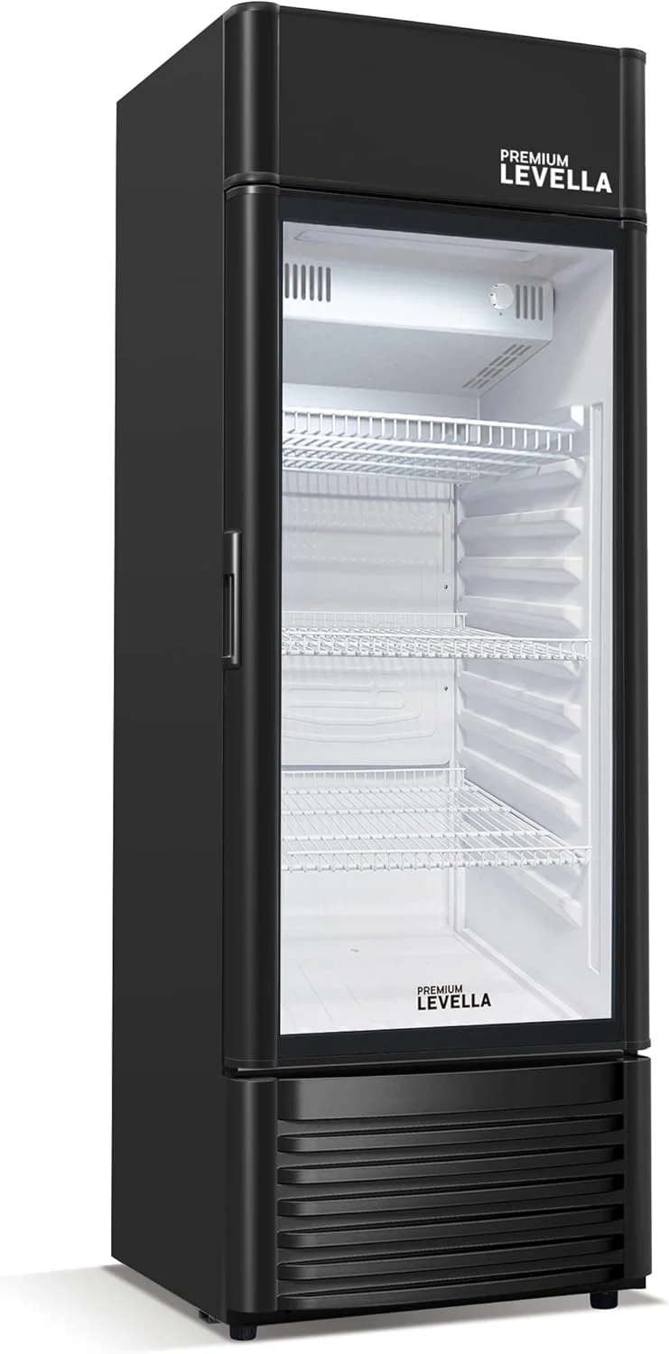 PRF125DX Glass Door Display Refrigerator 12.5 cu ft Commercial Beverage Cooler Merchandiser With Customizable Lightbox - Silver(Black/12.5 cu.ft. Single Swing Door)