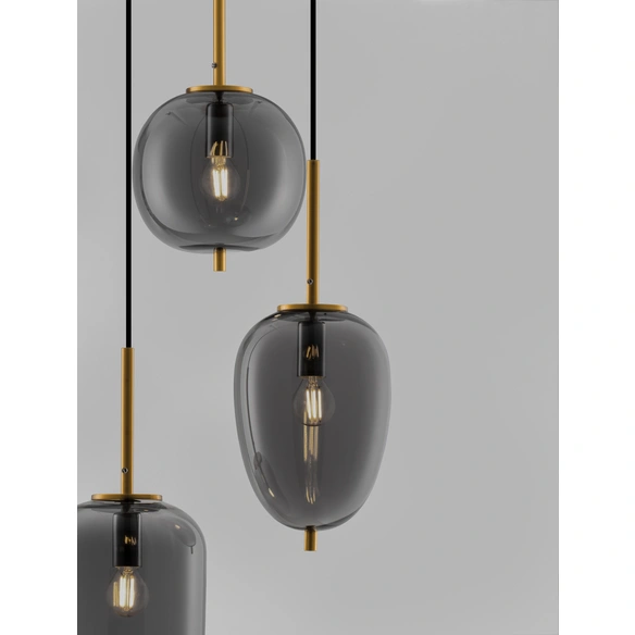 Pendelleuchte »Lato «, LED, 3-flammig, goldfarben/rauchgrau