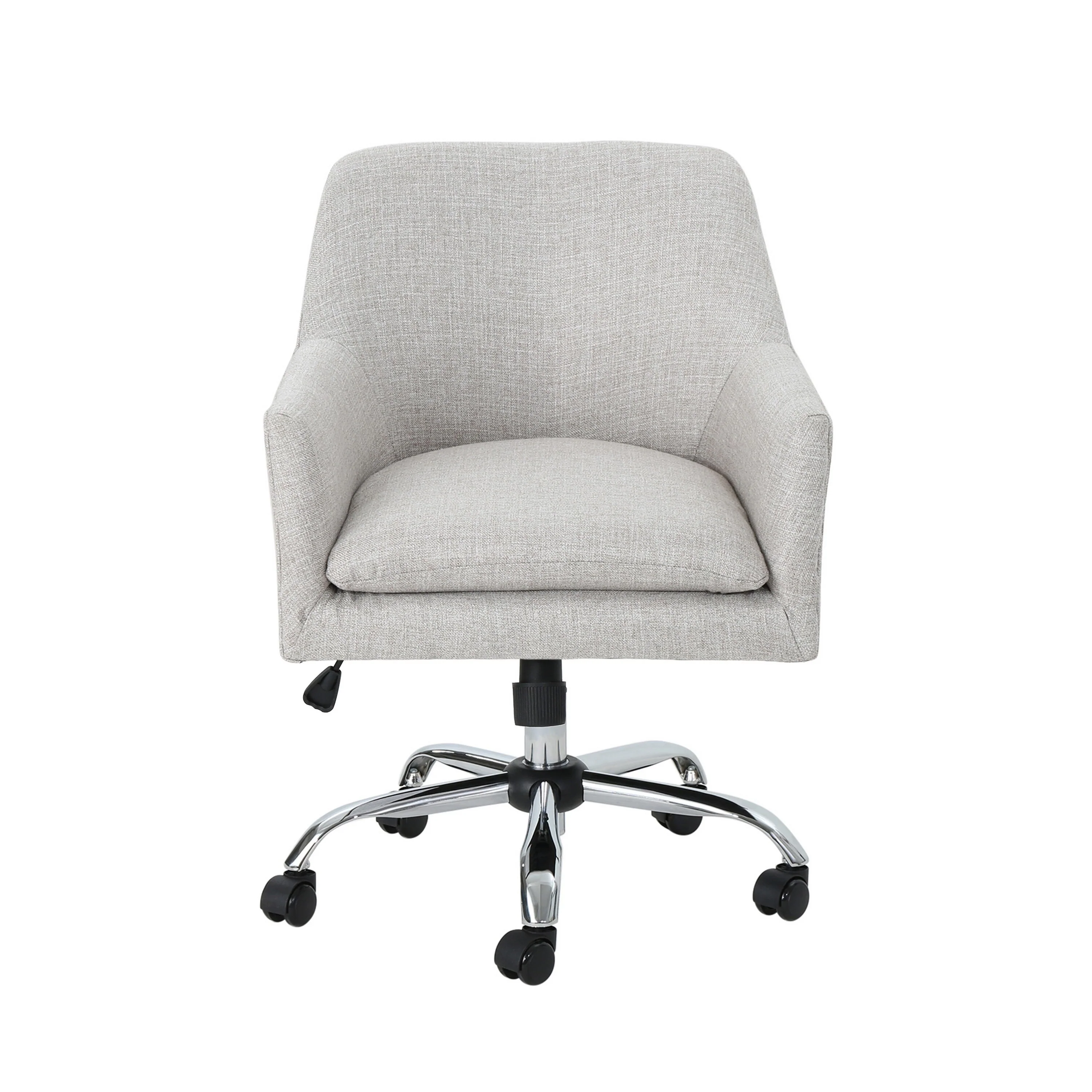Heza Swivel Office Chair, Rolling, Light Gray Fabric, Chrome Metal