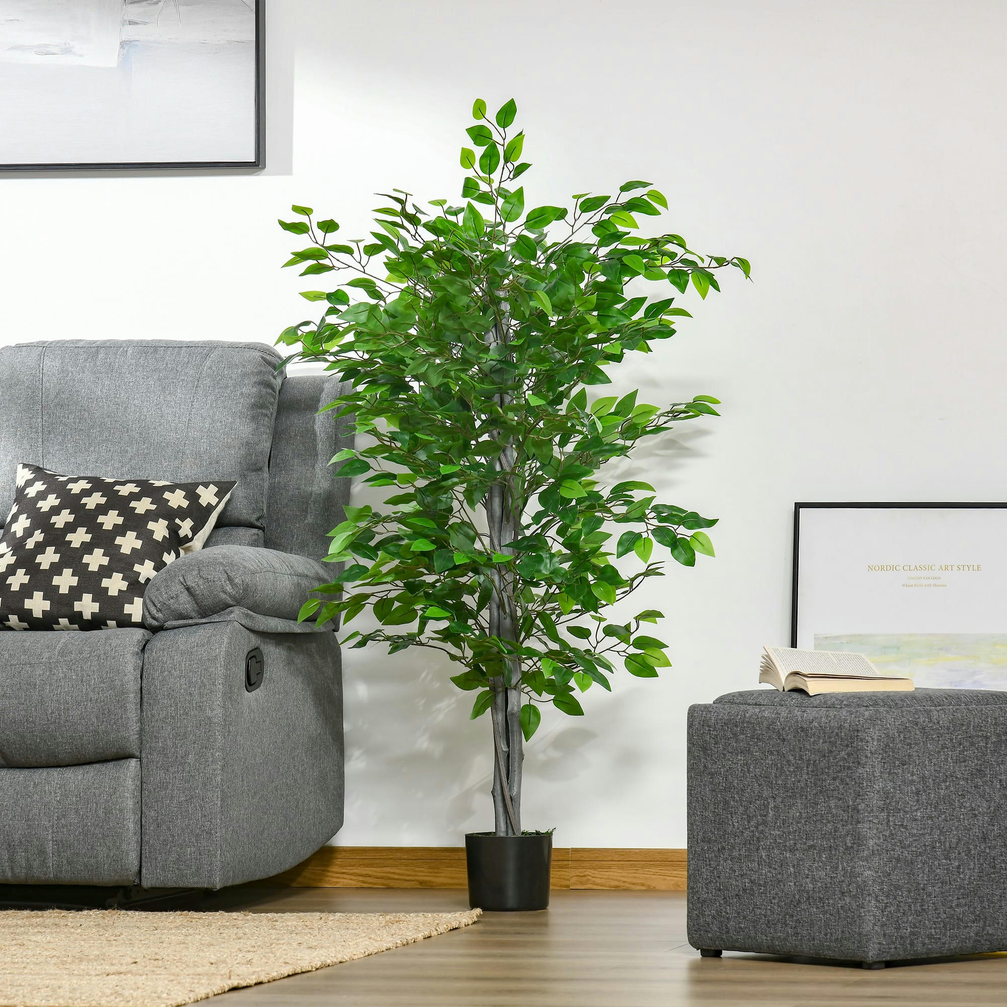 - Plante artificielle ficus H.1,35 m tronc branches liane lichen pot