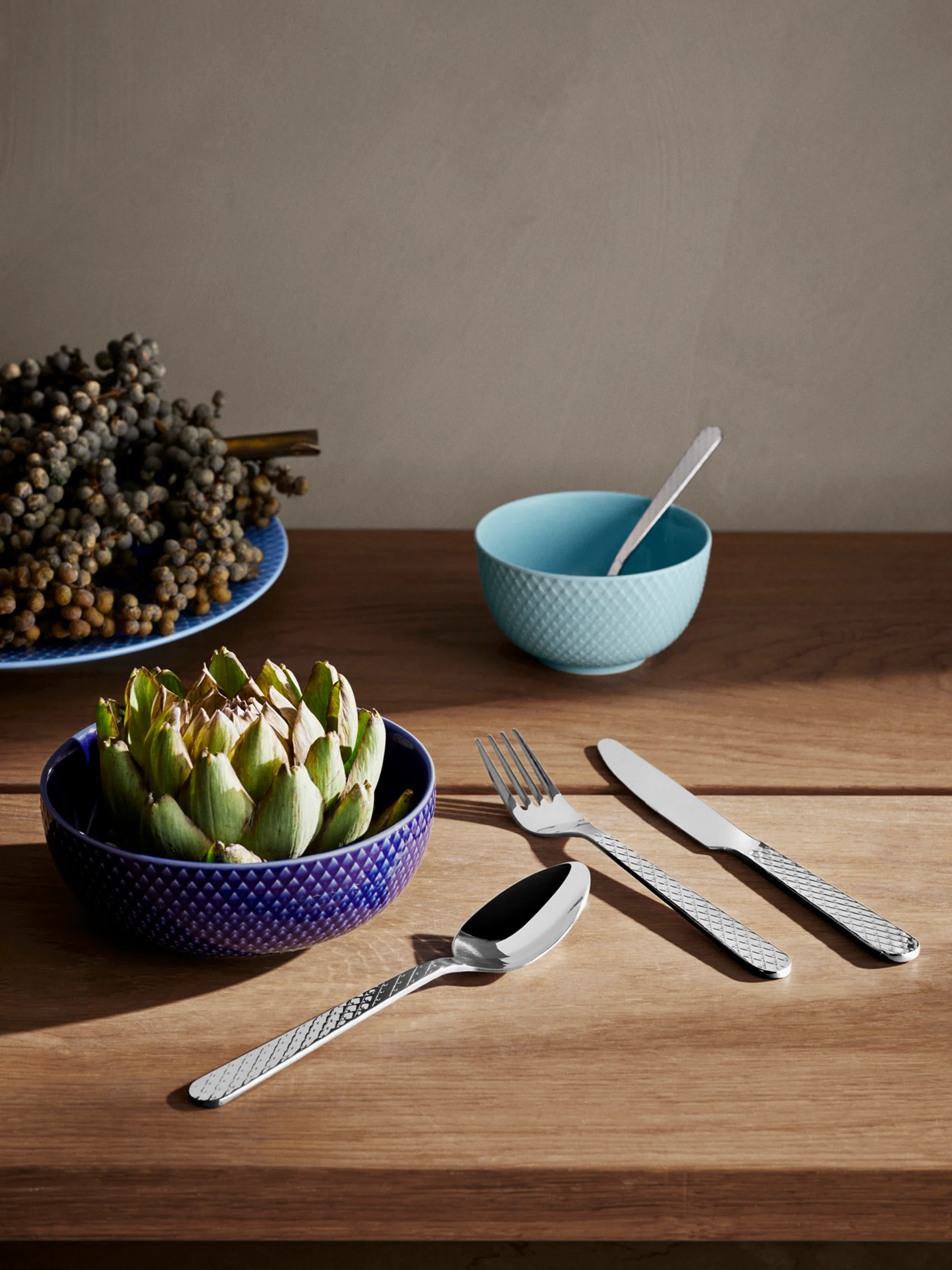Besteck-Set Rhombe mit geriffeltem Griff-Design, 4 Personen, 16er-Set