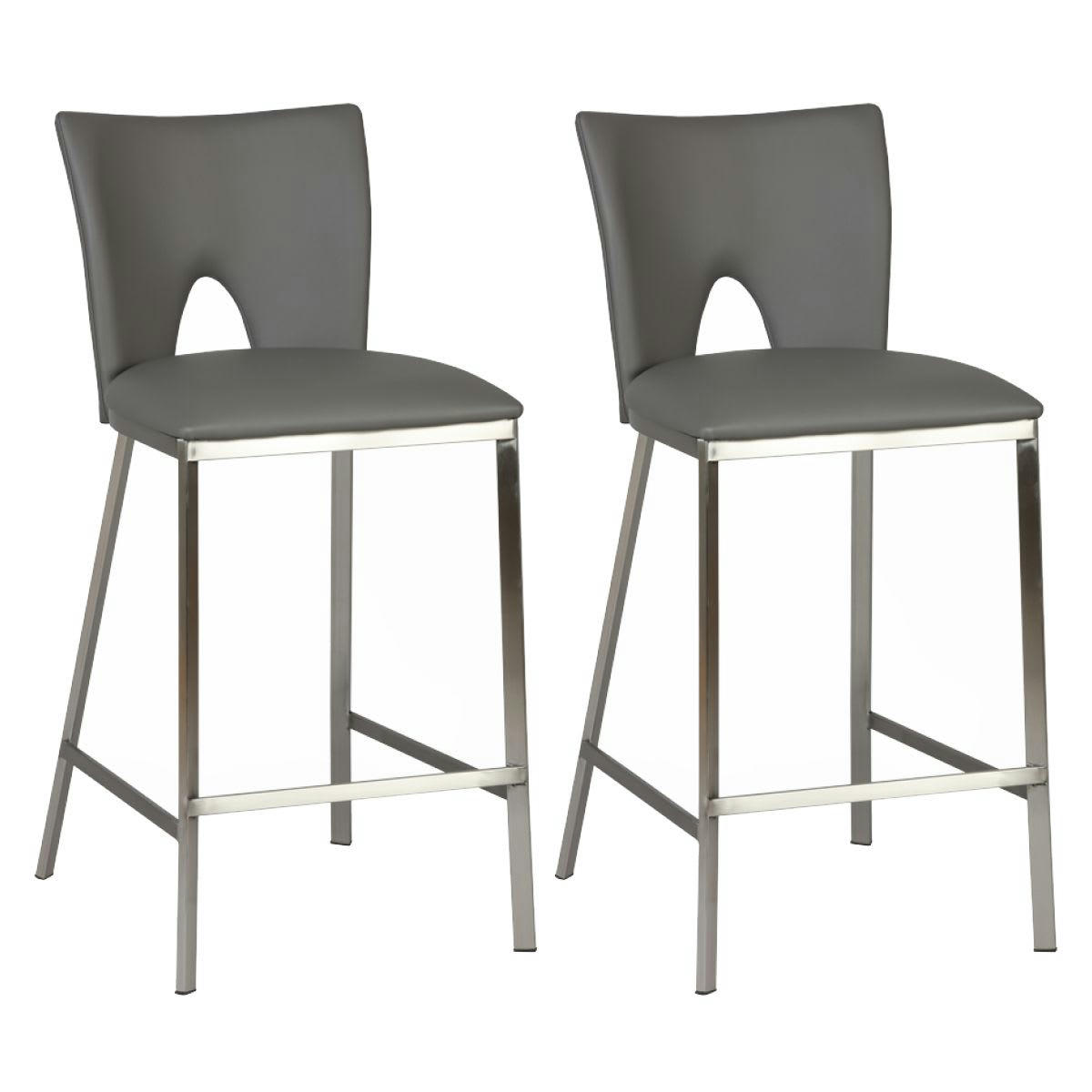 CATALIA - Lot  de 2 tabourets gris